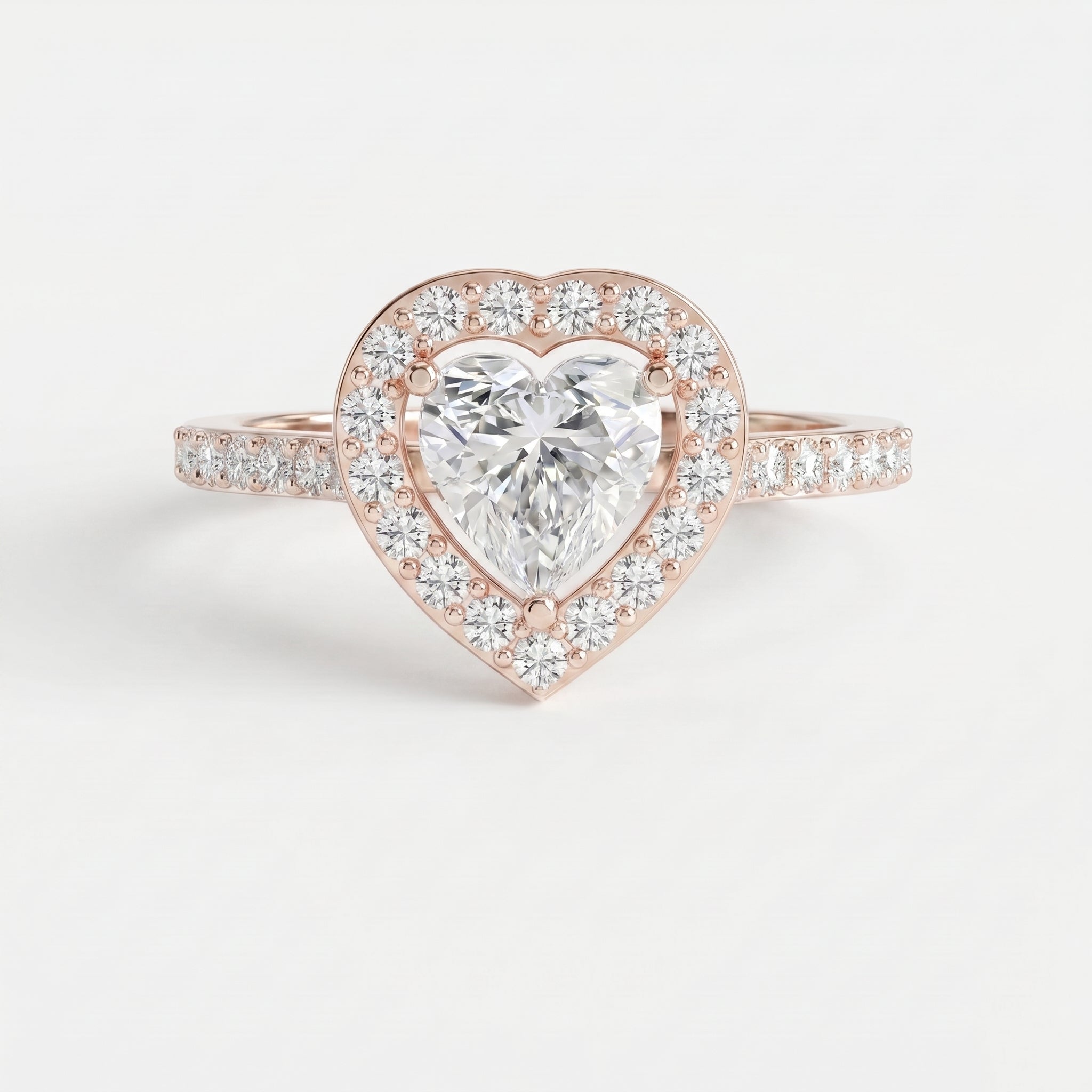 Heart Shape Diamond Halo Ring with Pavé Engagement Ring