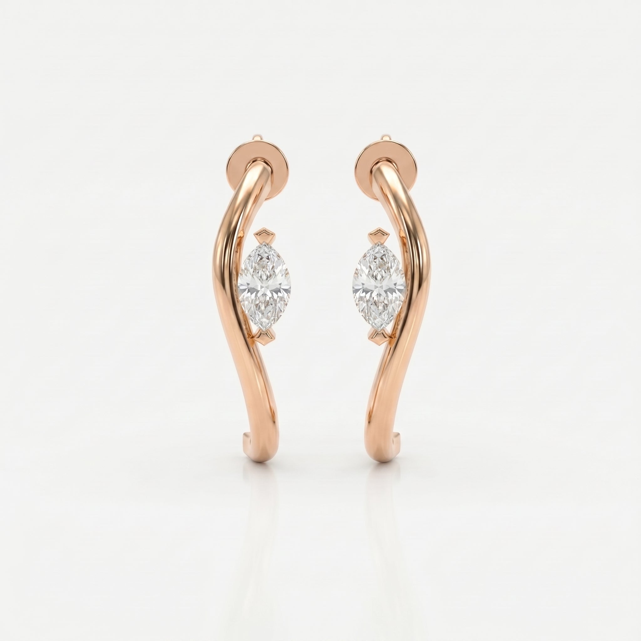 Marquise Diamond Curvy Embrace Fashion Earrings