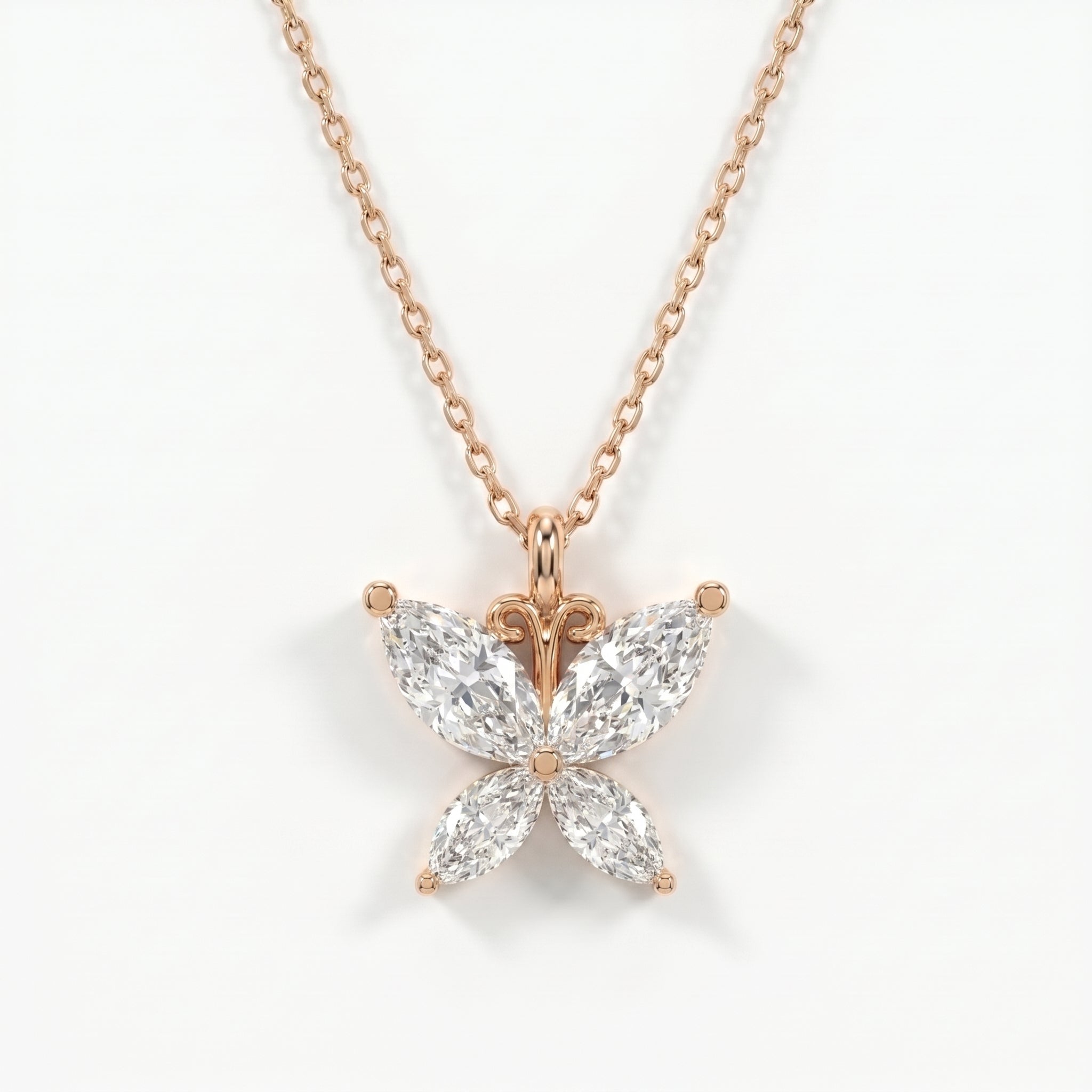 Butterfly Marquise Cut  Diamond Pendant Necklace