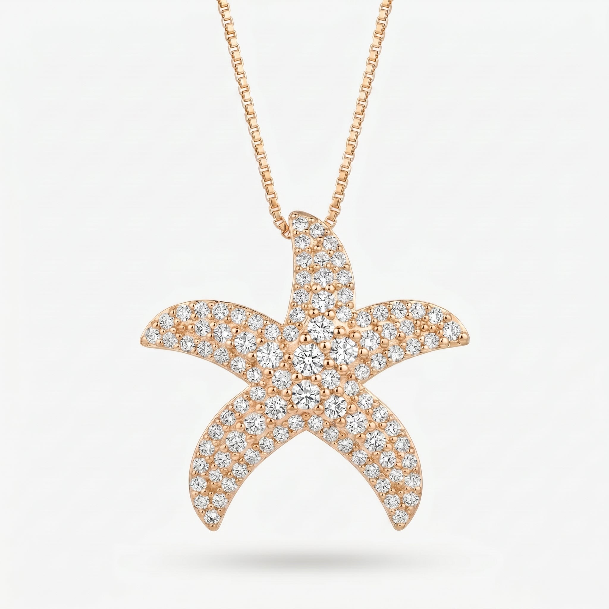 Round Diamond Celestial Starfish Design Pendant