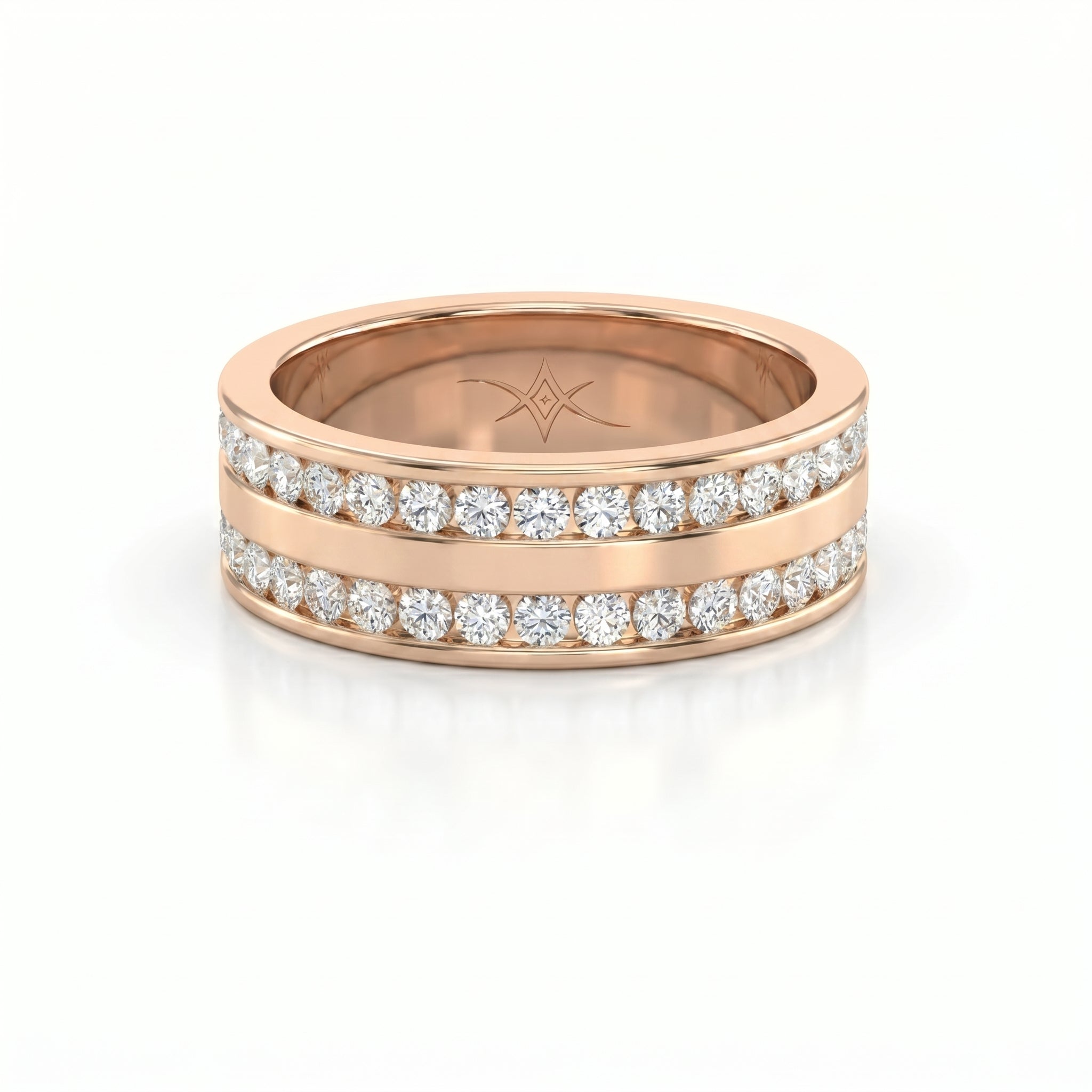 Two-Row Channel Set Half Eternity Diamond Ring