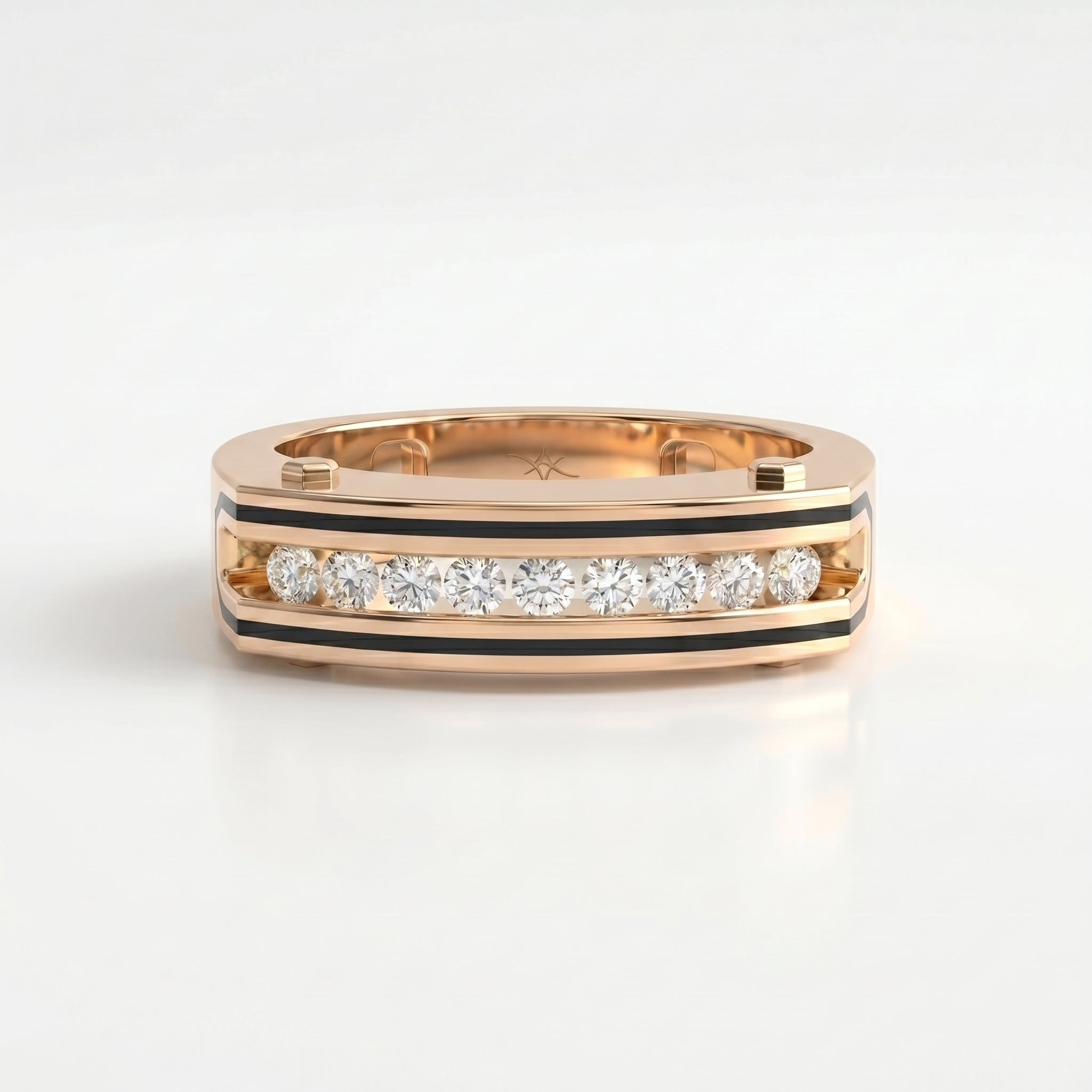 Round Diamond Onyx Channel Men's Ring ( 0.40 Ct. )