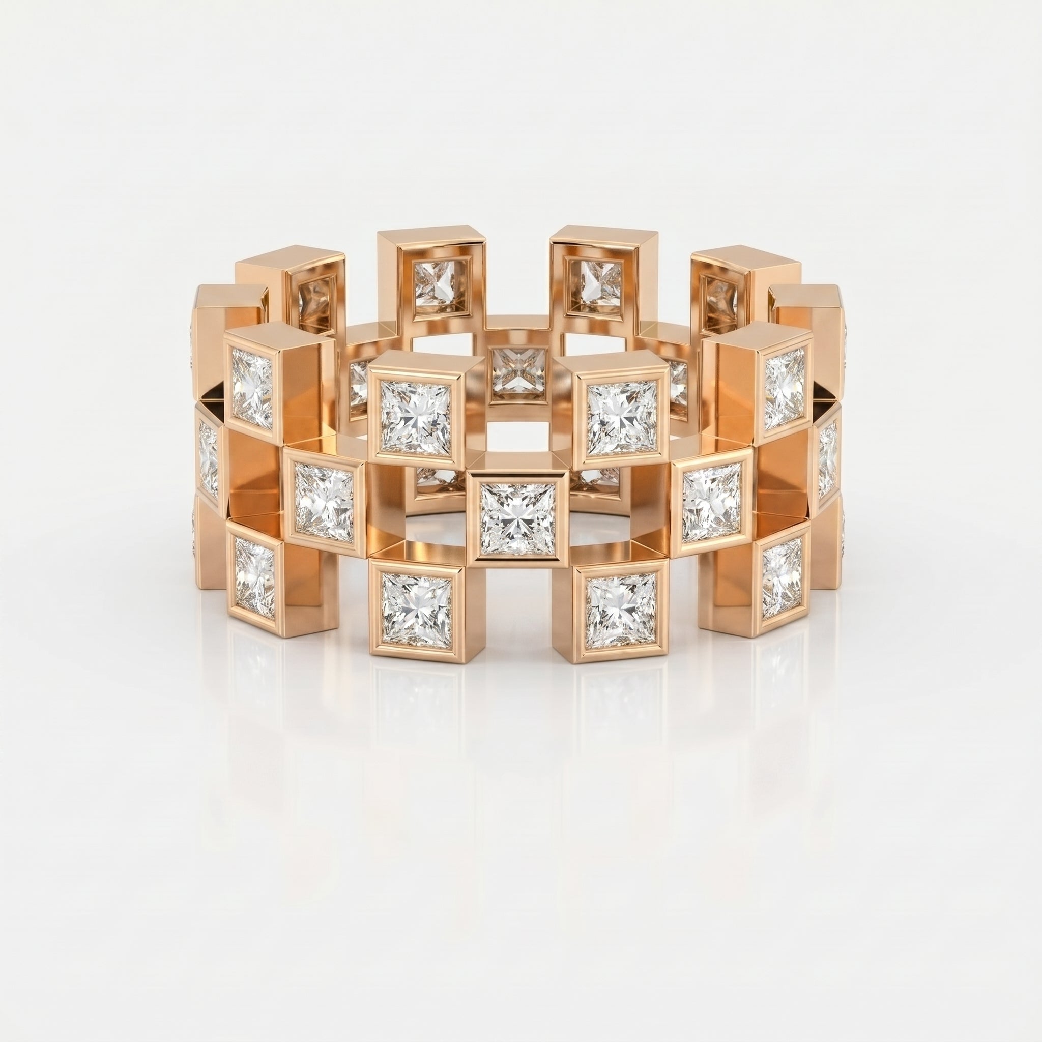 Bold Geometric Princess Cut Diamond Band ( 2.00 - 3.00 ct. )