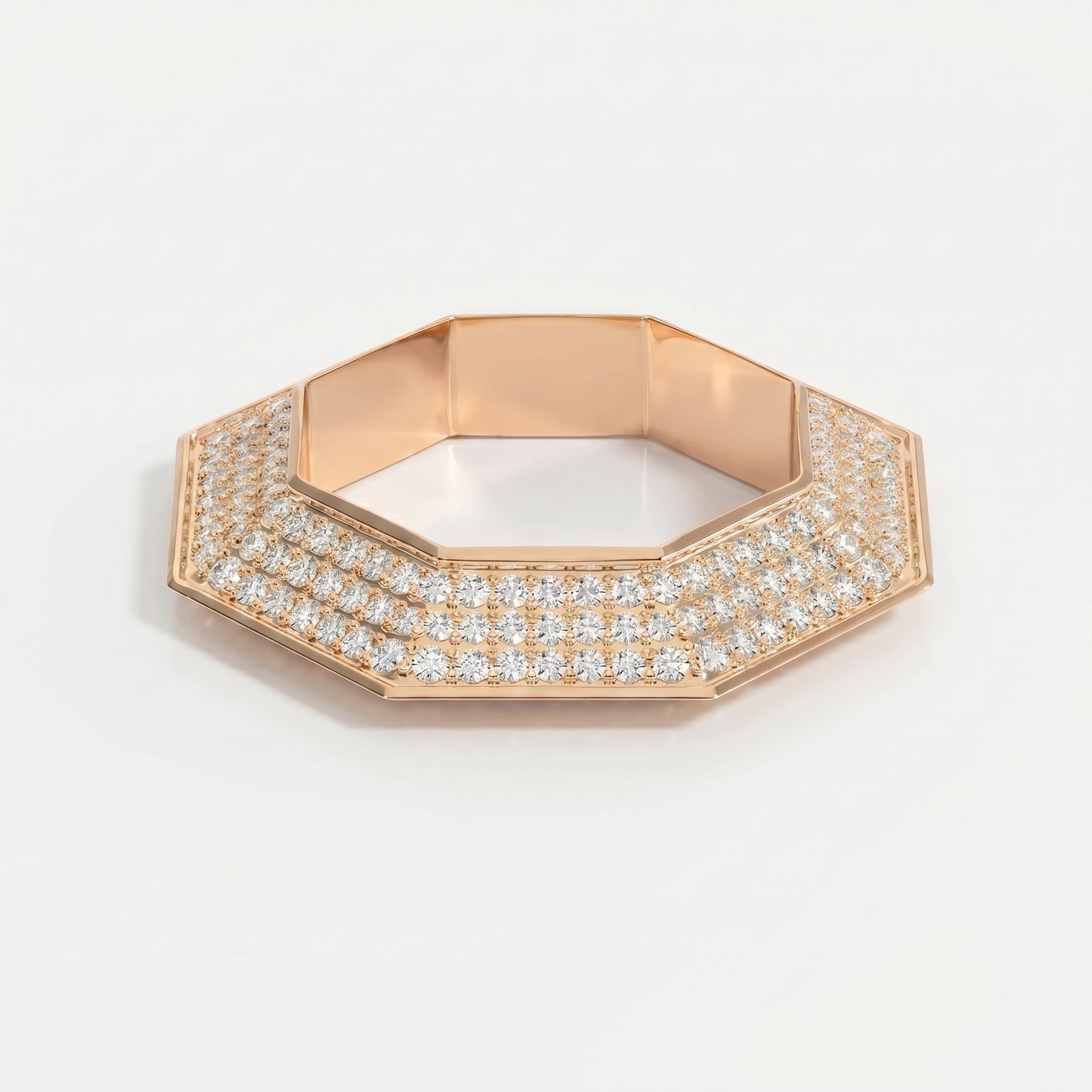 Round Diamond Octagon Exclusive Stackable Diamond Band