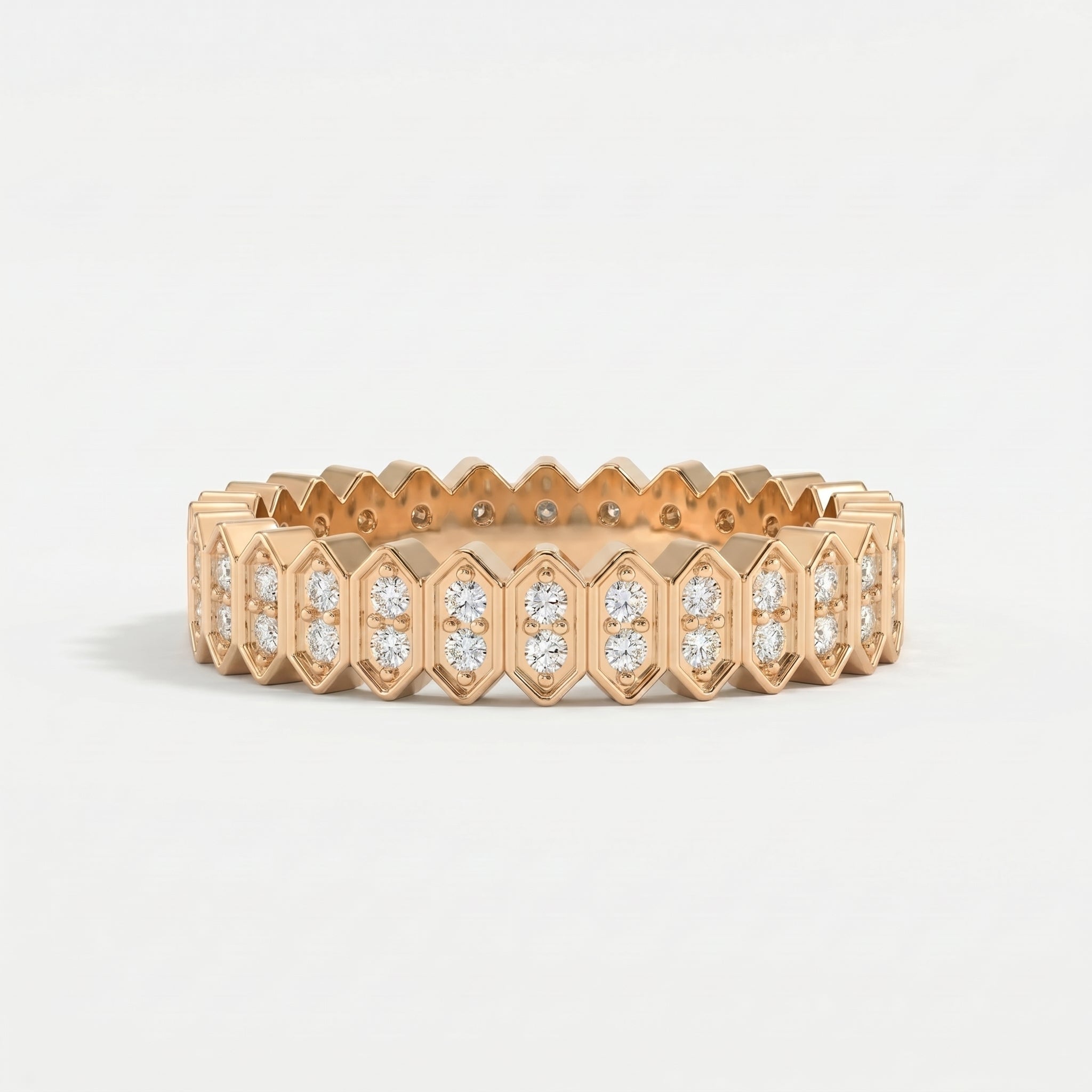Marquise Motif Round Diamond Wedding Band