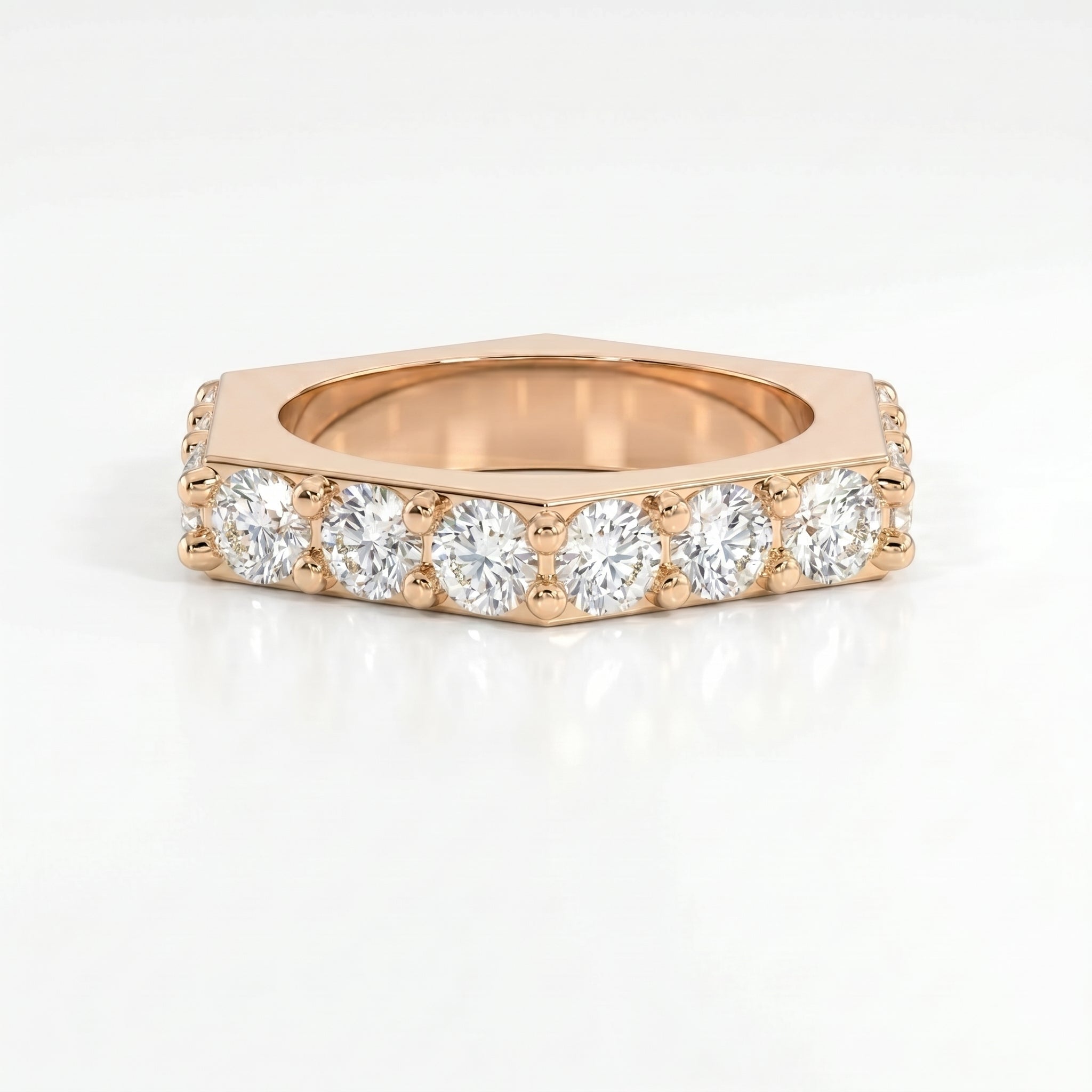 Forever Edge Unique Geometric Round Diamond  Band