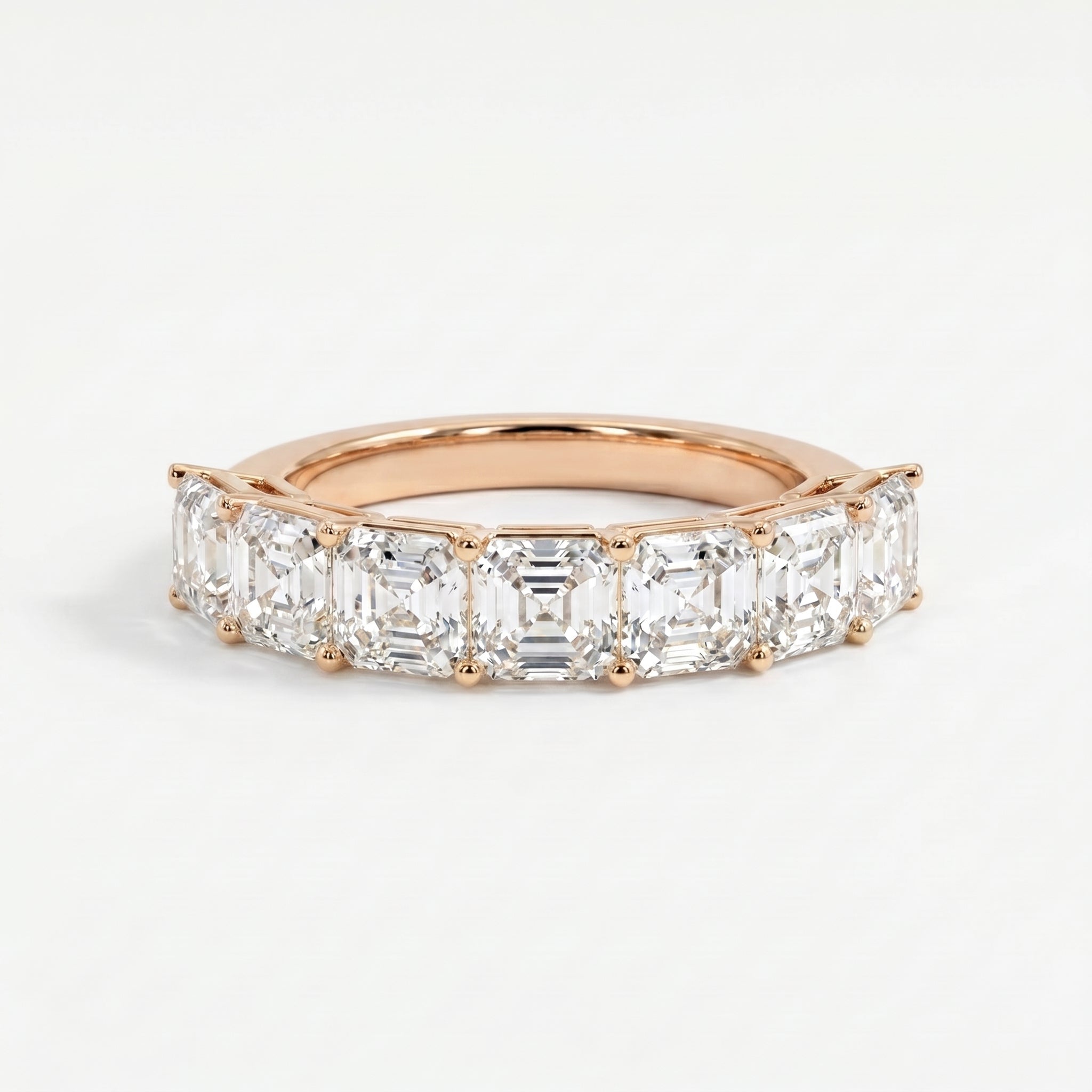 Luxury Ascher Cut Half Diamond Band