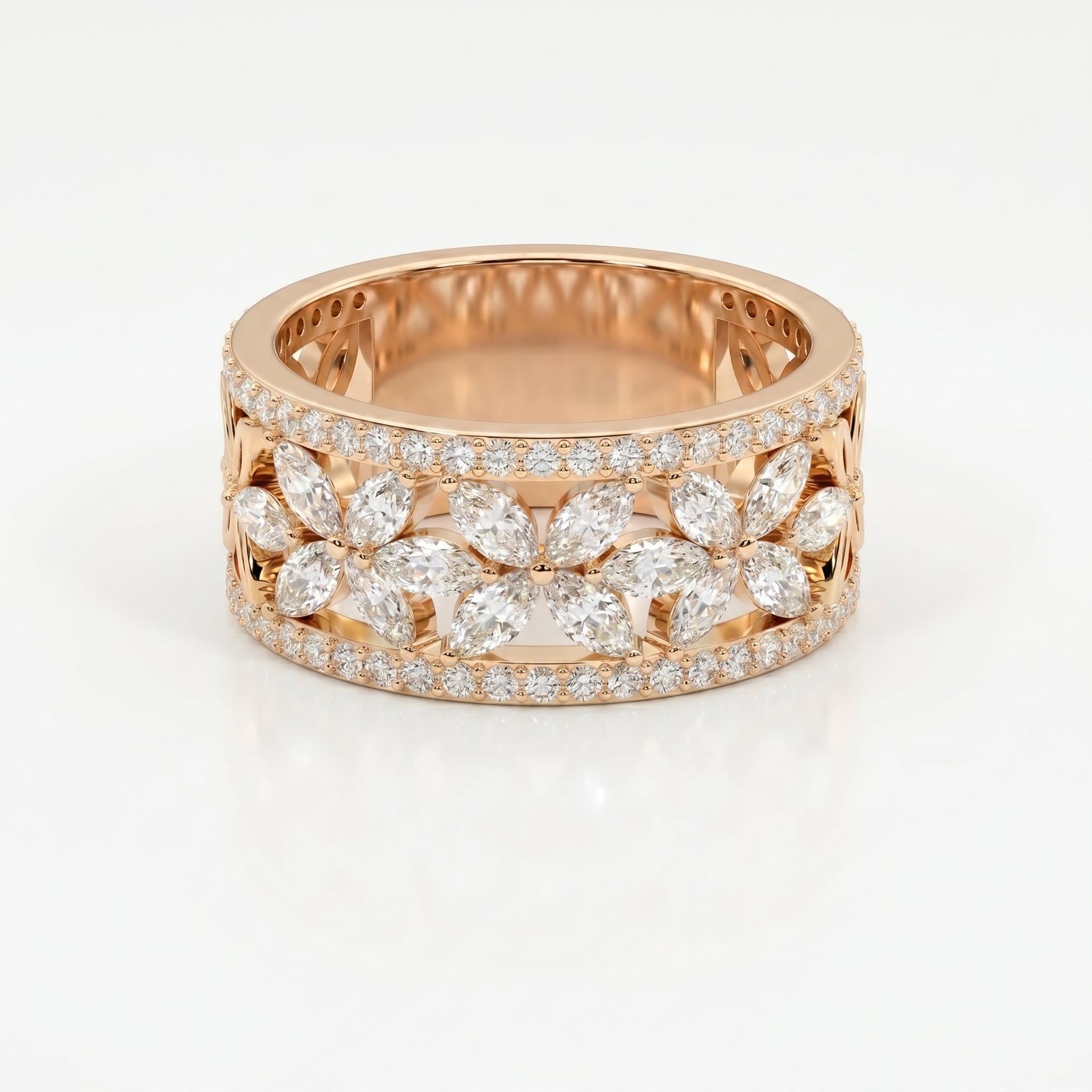 Crafted Round & Marquise cut Diamond Band