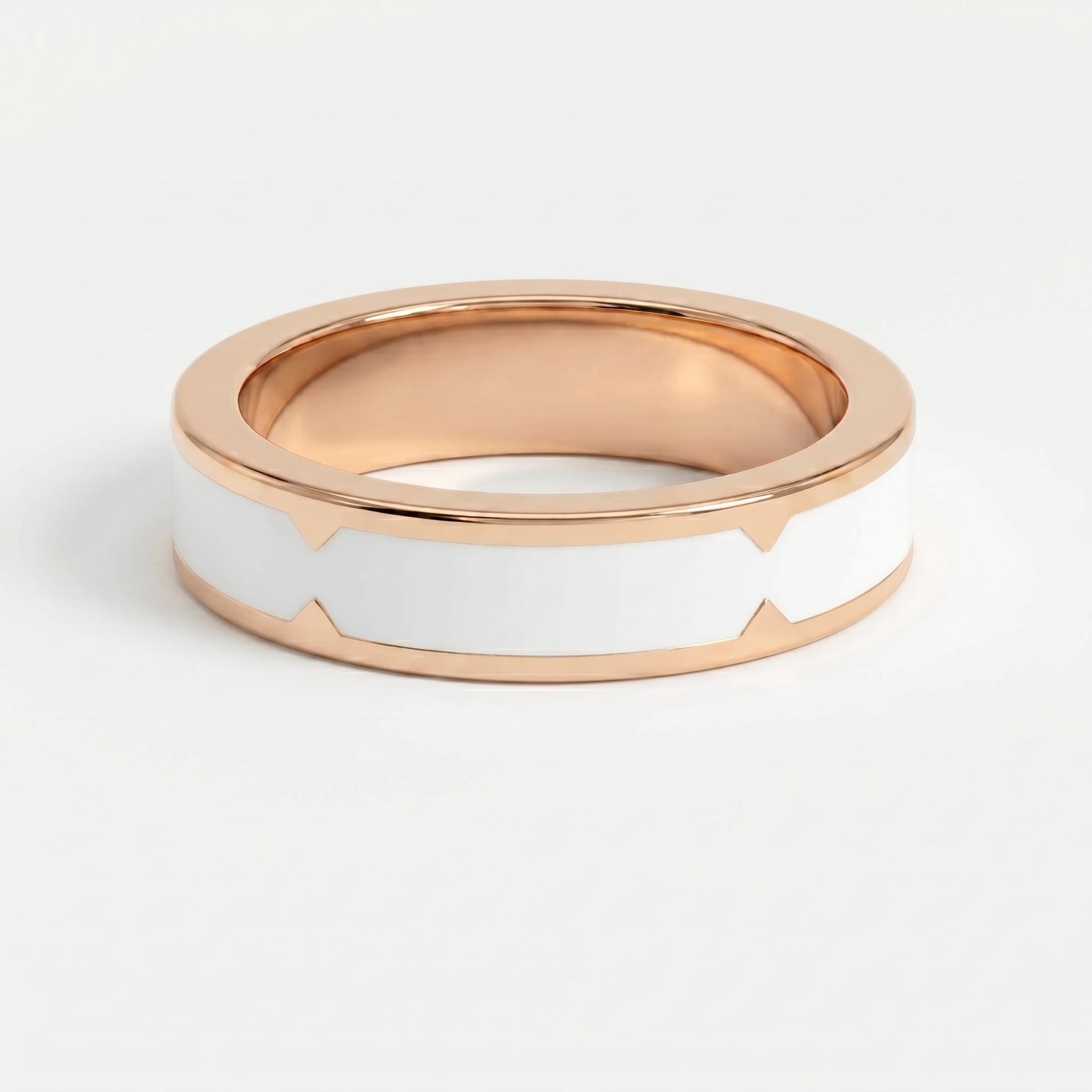 Natural Impression Wedding Band Made Of White Enamel