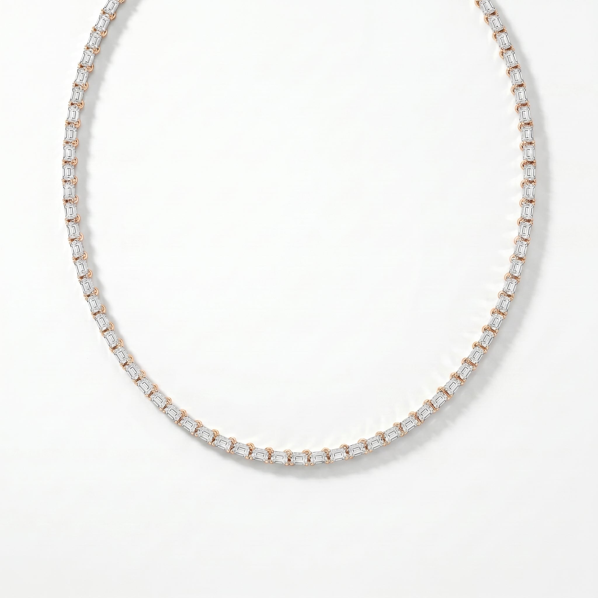 Elevate Elegance Emerald Cut Diamond Tennis Necklace