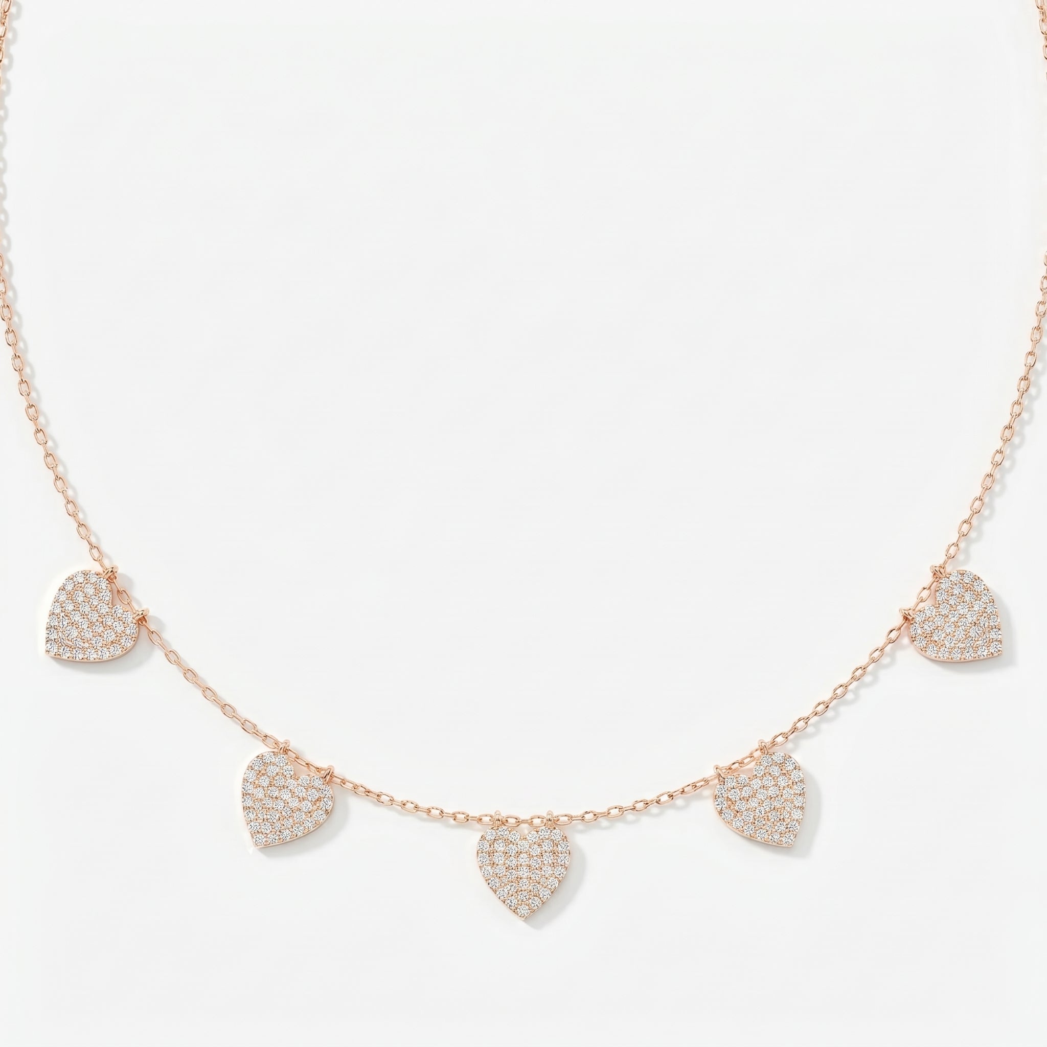 Five Hearts Dazzle Fashion Necklace