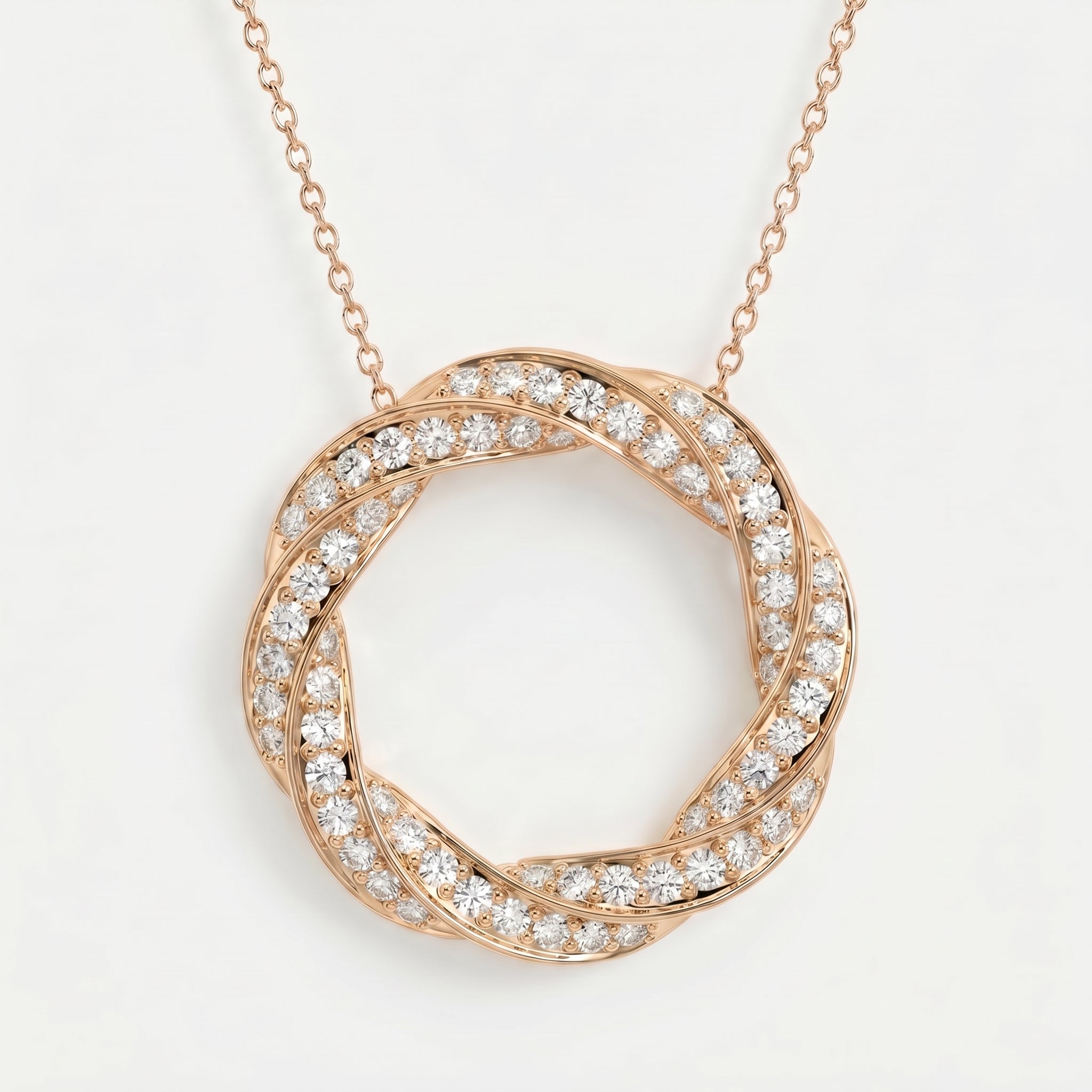 Round Diamond Twisted Circle of Life Fashion Necklace 