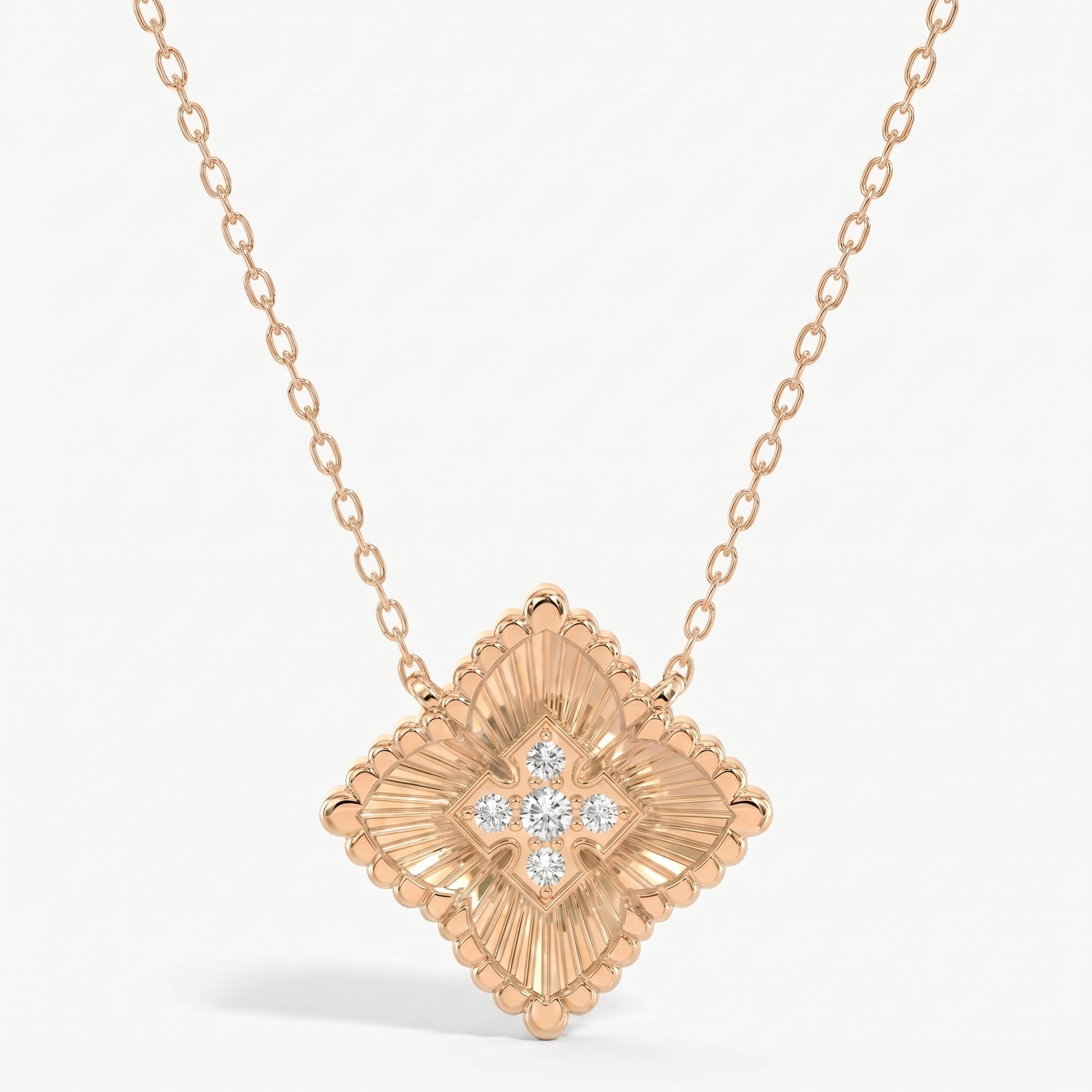 Round Diamond Celeste Floral Diamond Fashion Necklace 