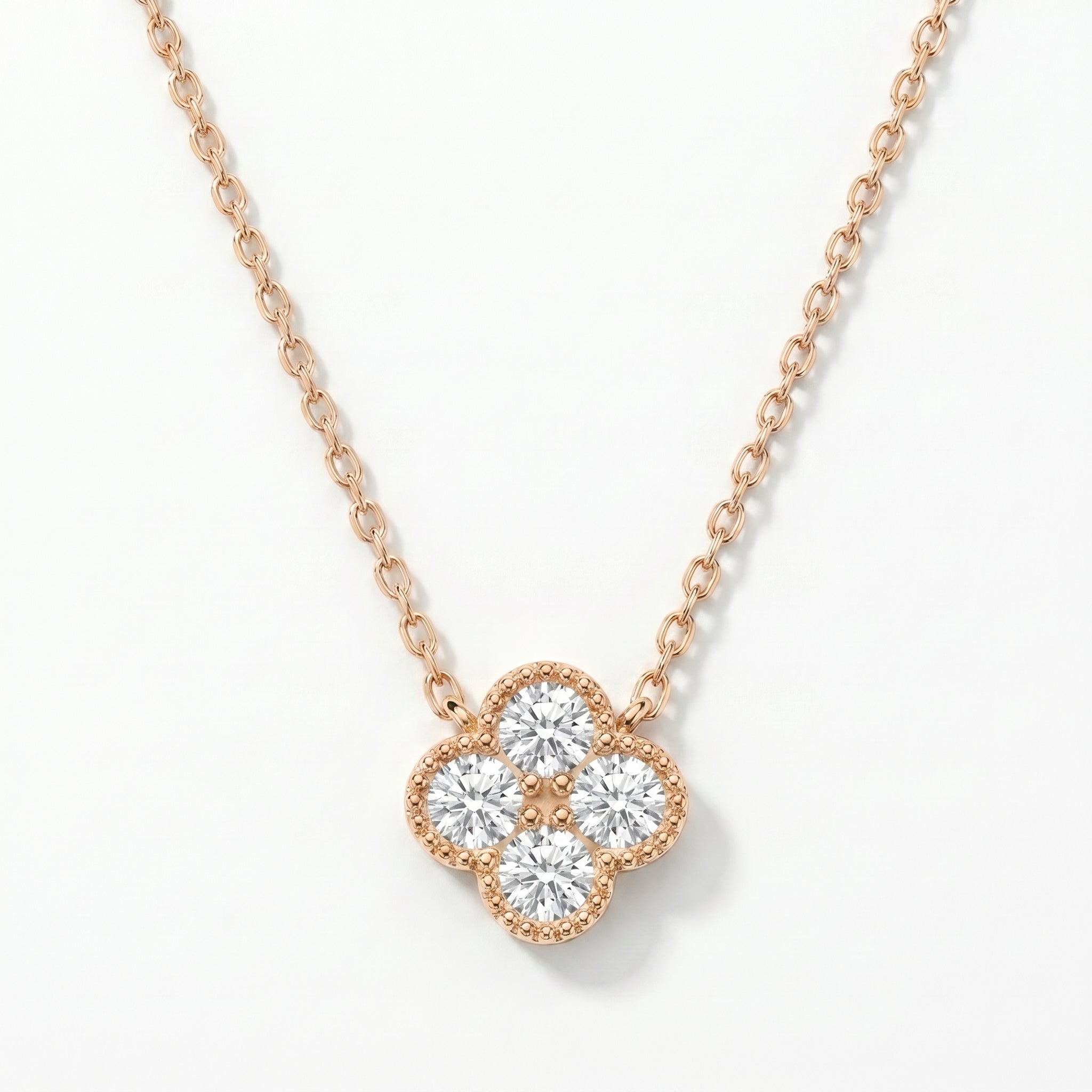 Four Round Brilliant Diamond Clover Design Heritage Necklace