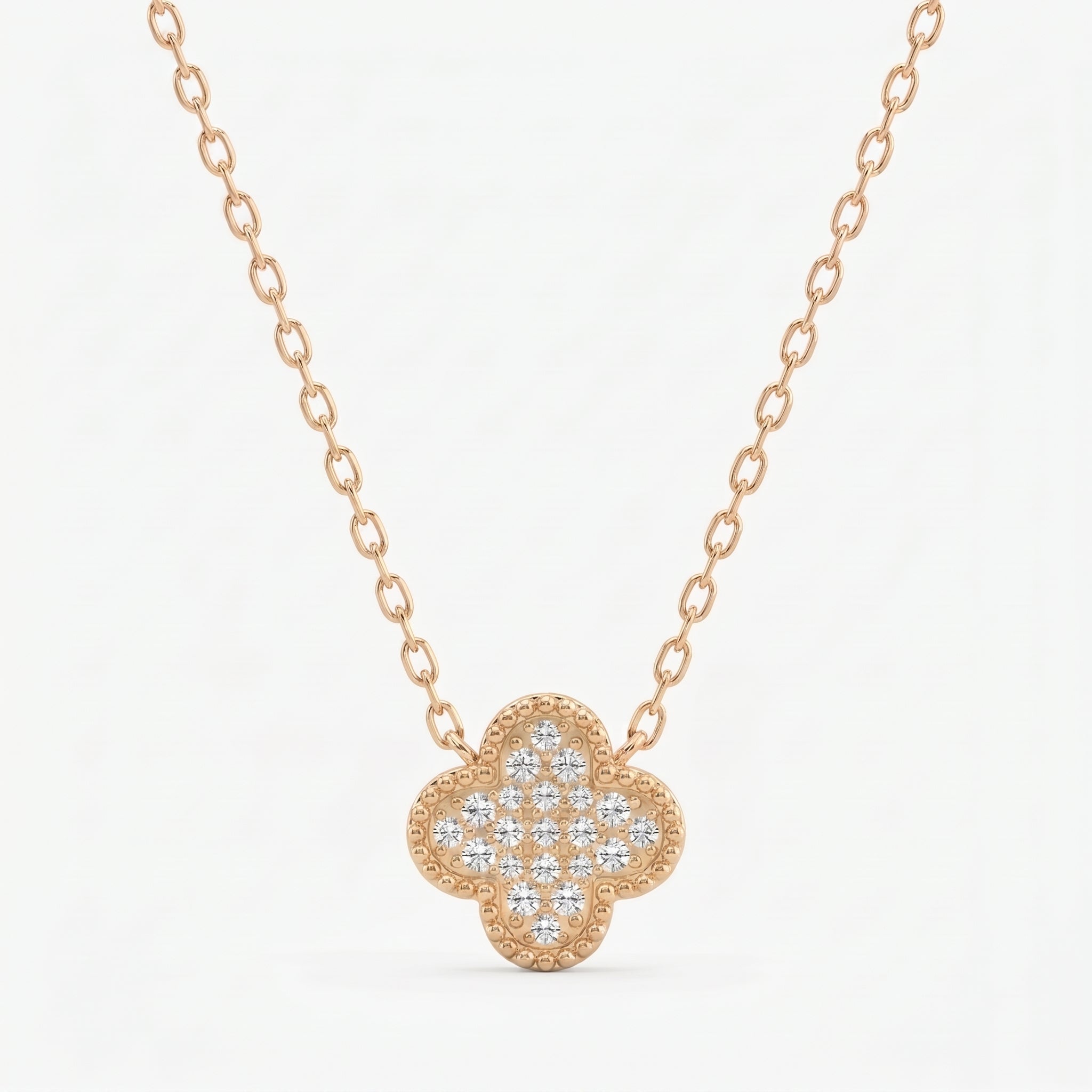 Clover Round Diamond Heritage Design Necklace 