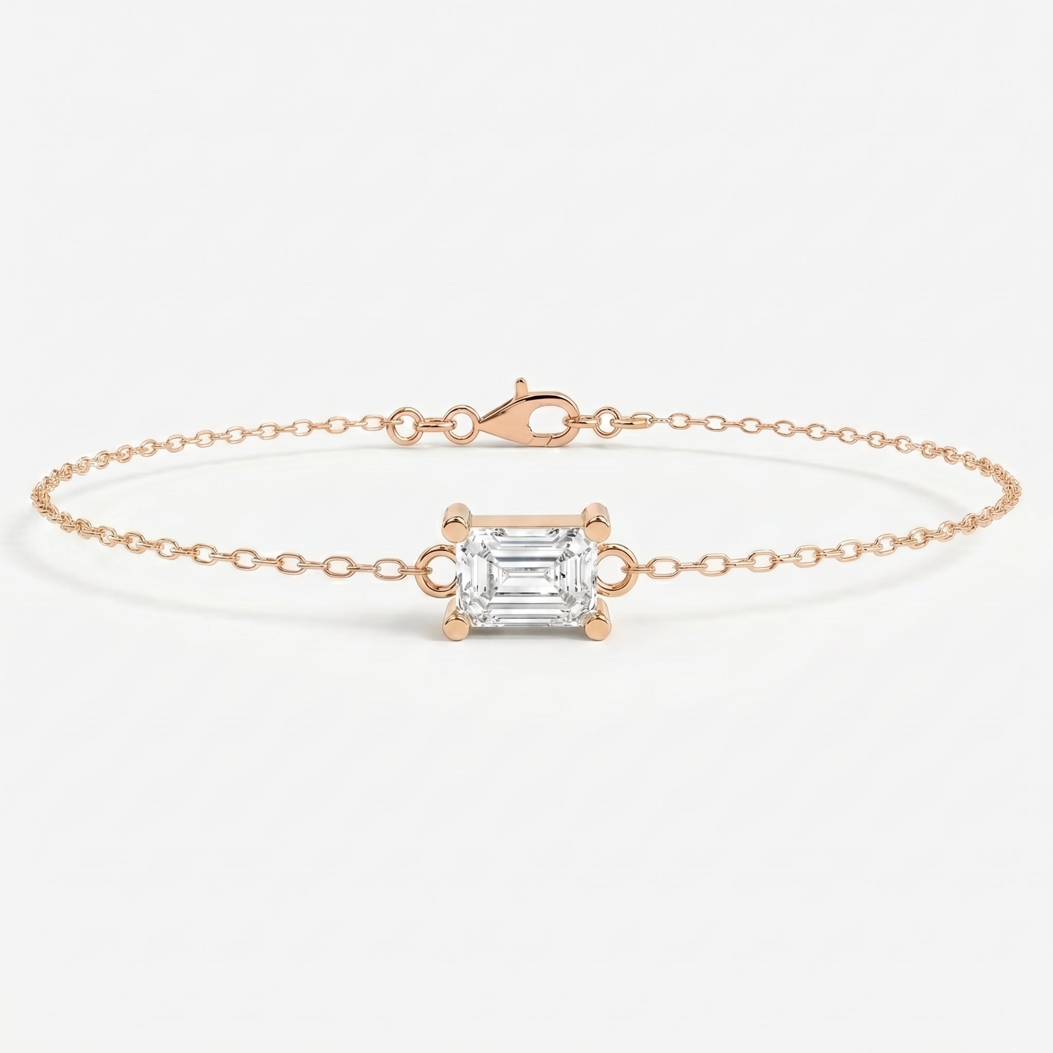 Luminous Emerald Diamond Link Chain Bracelet