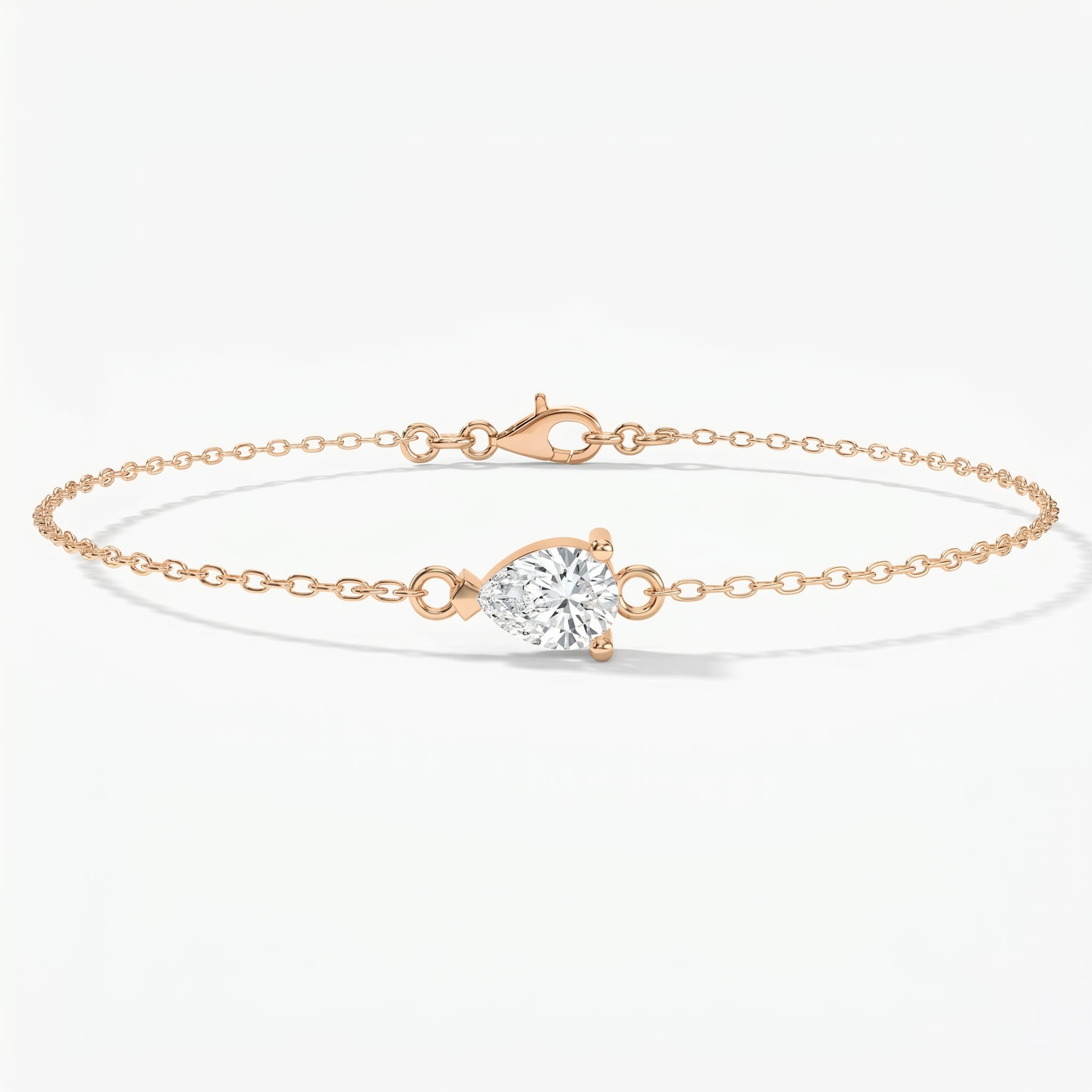 Pear Diamond Solitaire Chain Bracelet