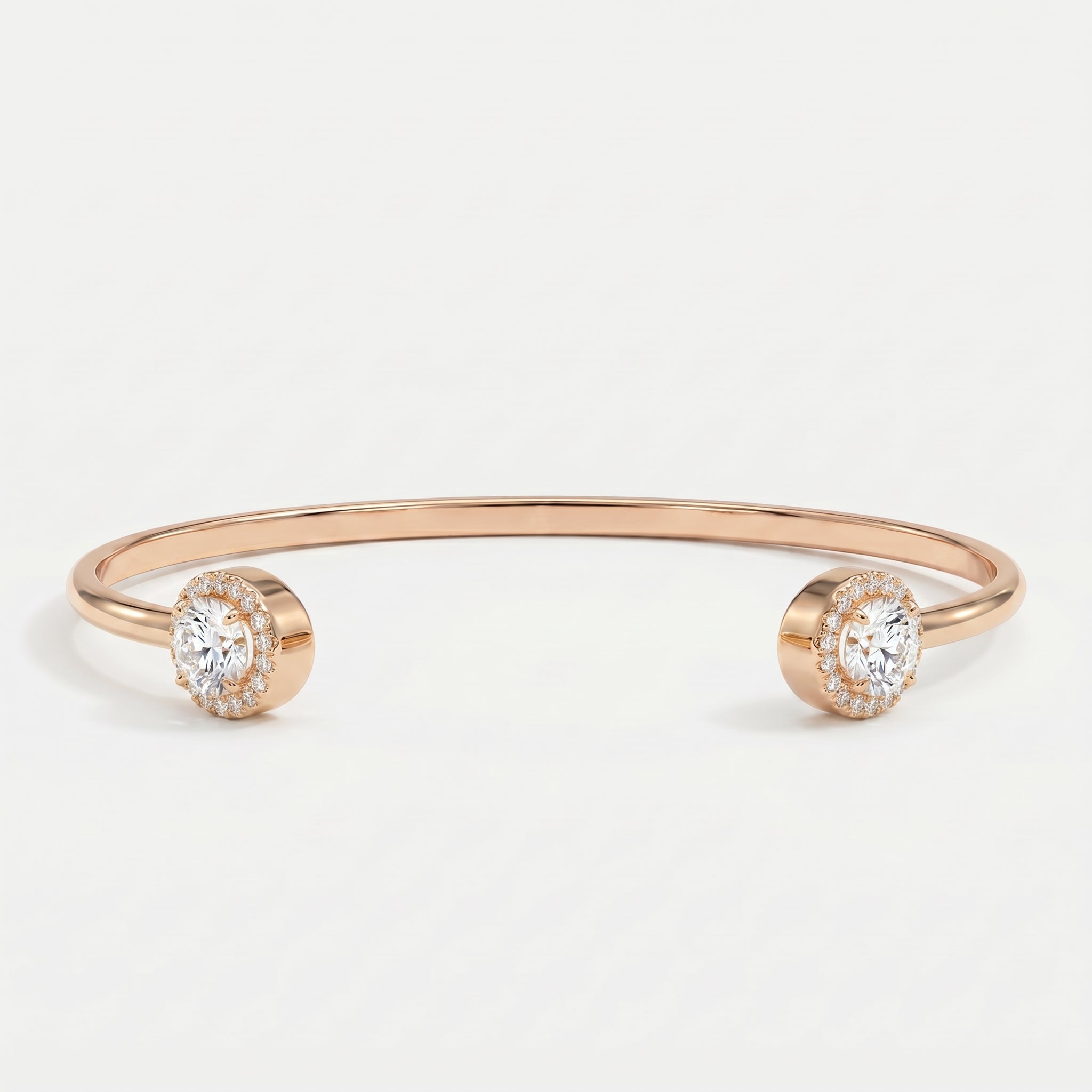 Elegant Open Cuff Bracelet with Round Halo Diamond