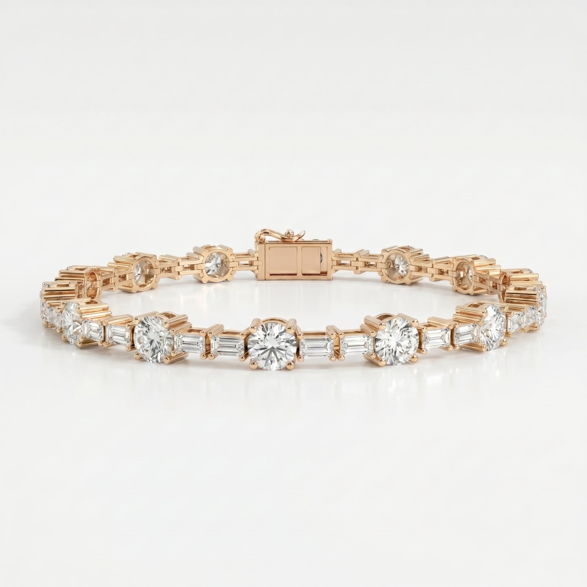 Baguette & Round Diamond Tennis Bracelet