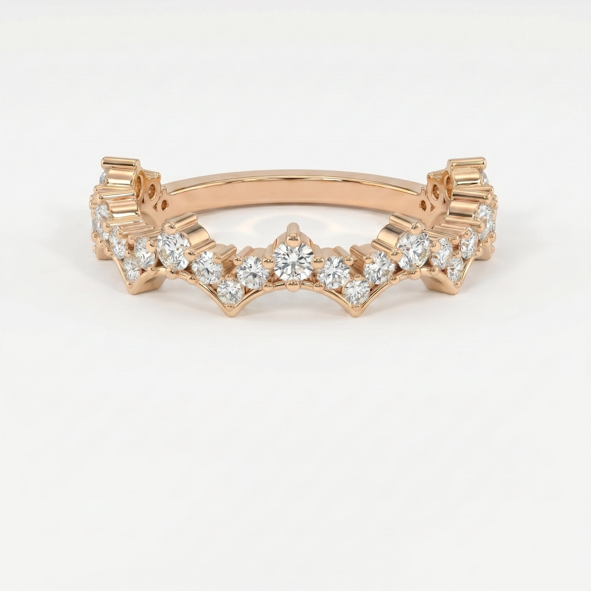 Round Diamond Curved Design Band