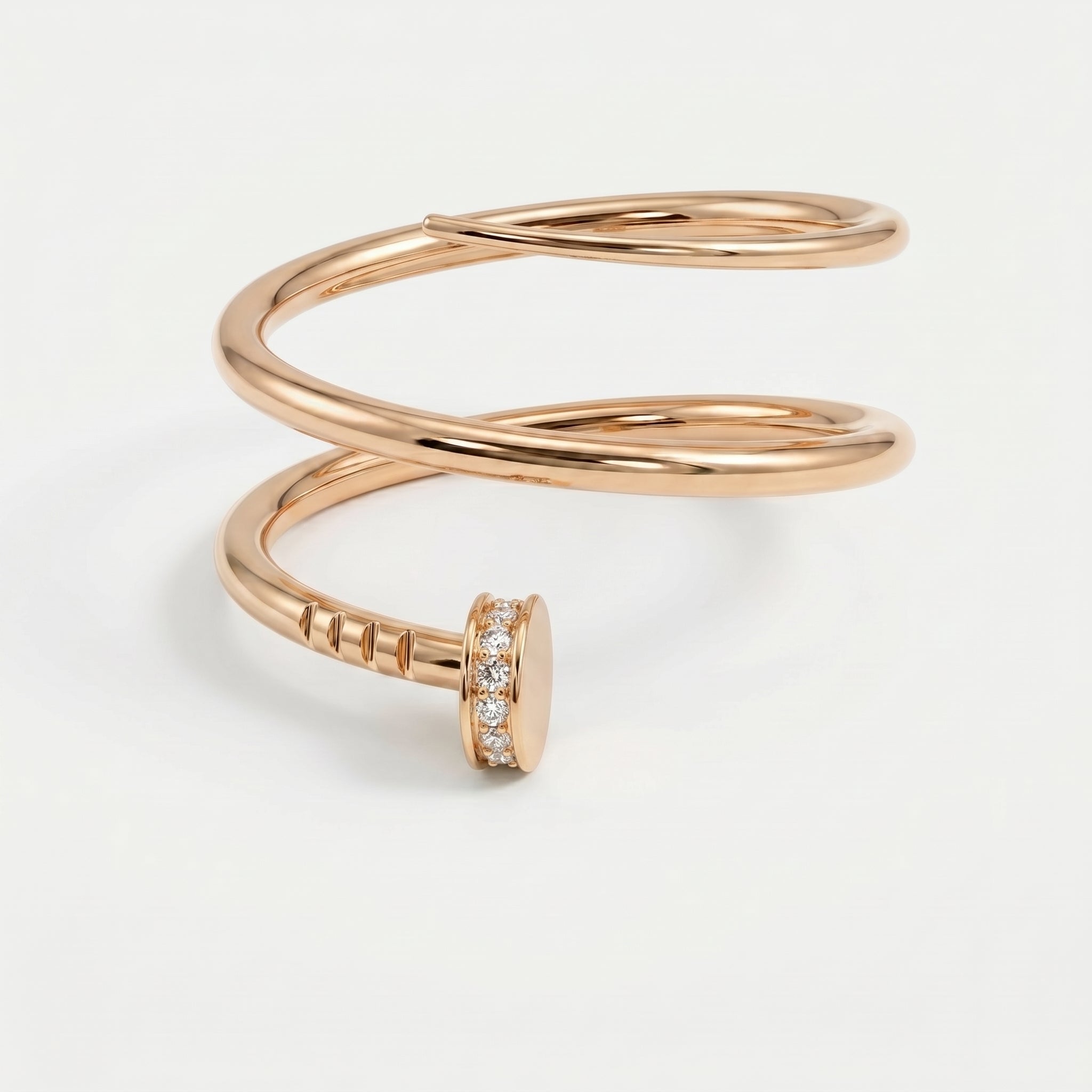 Nail Cuff Design Round Diamond Curved Ring