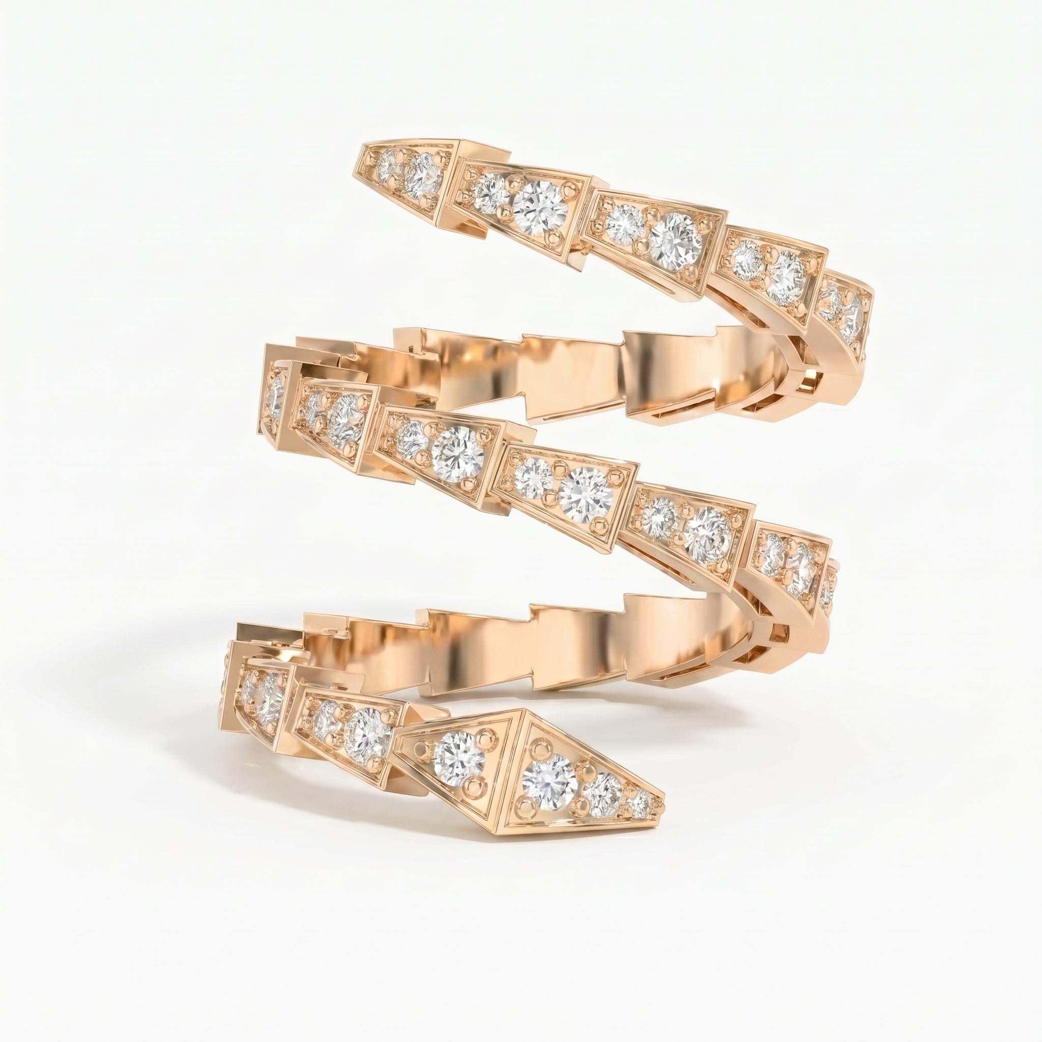 Diamond Studded Serpenti Viper Finger Curved Ring ( 1.40 - 1.60 ct. )
