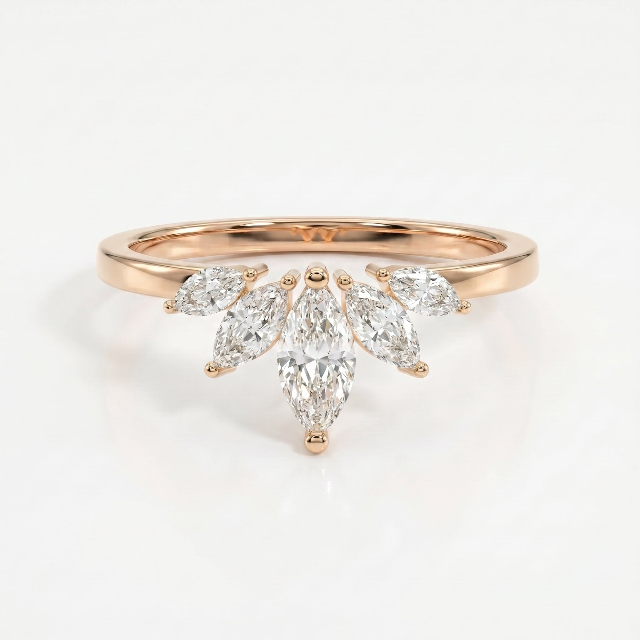 Marquise Diamond Curve Design Wedding Band