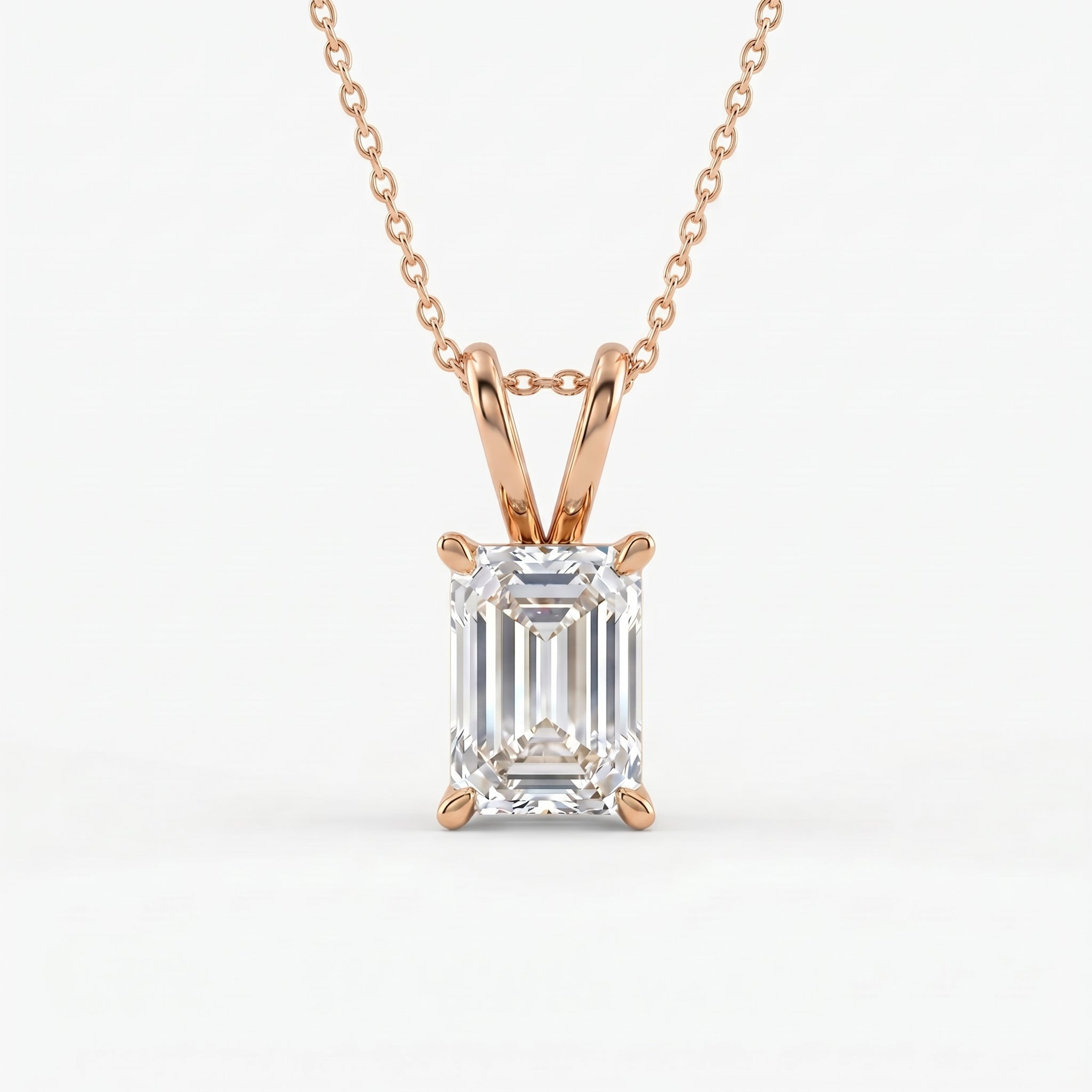 Emerald Cut Diamond Pendant Necklace