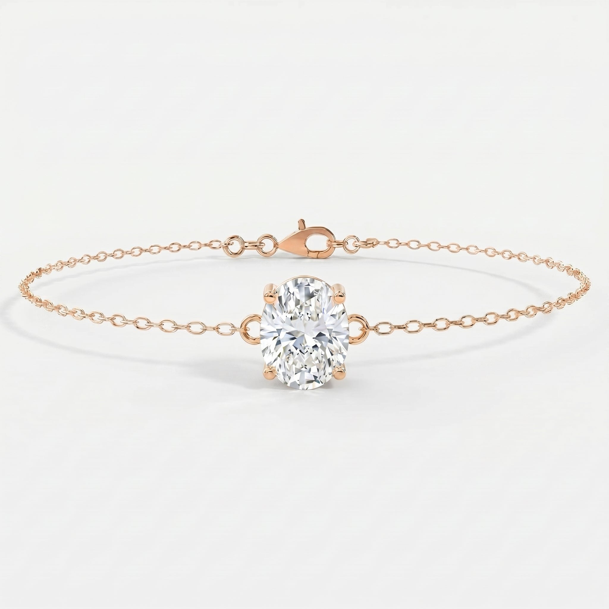 Minimalist Lab Grown Diamond Oval Cut Diamond Solitaire Bracelet