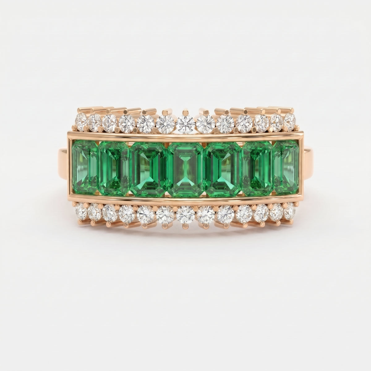Emerald Cut Green Diamond Statement Ring