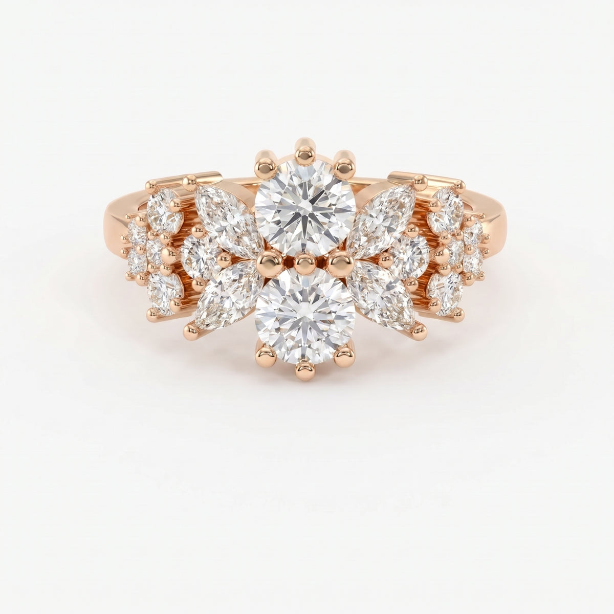 Luxury Statement Floral Diamond Design Fashion Ring
