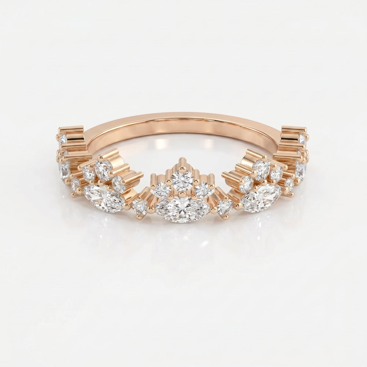 Marquise & Round Diamond Stackable Design Fashion Ring