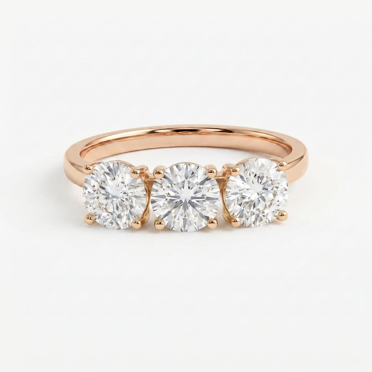 Three-Stone Round Brilliant-Cut Diamond Fashion Ring
