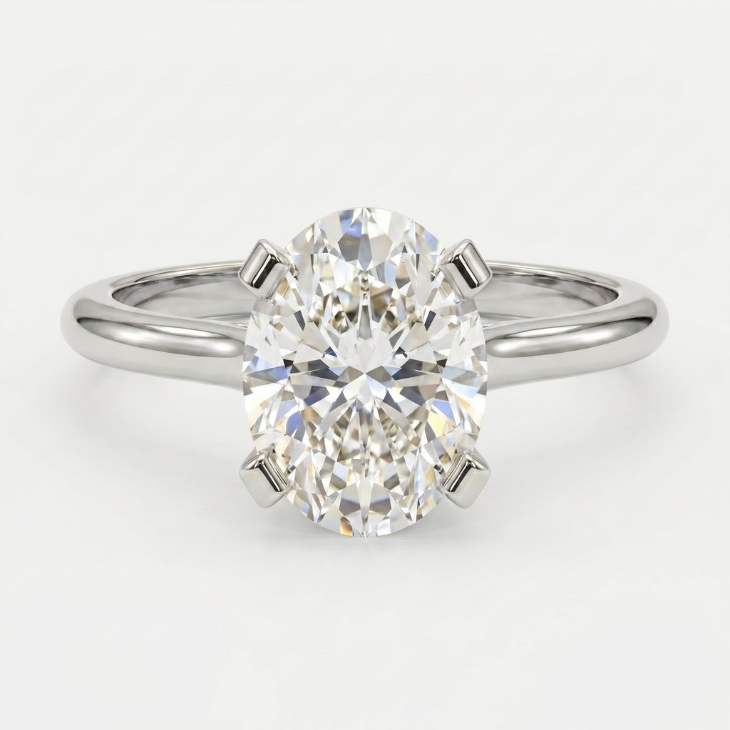 Classic Oval Shape Diamond Solitaire Engagement Ring