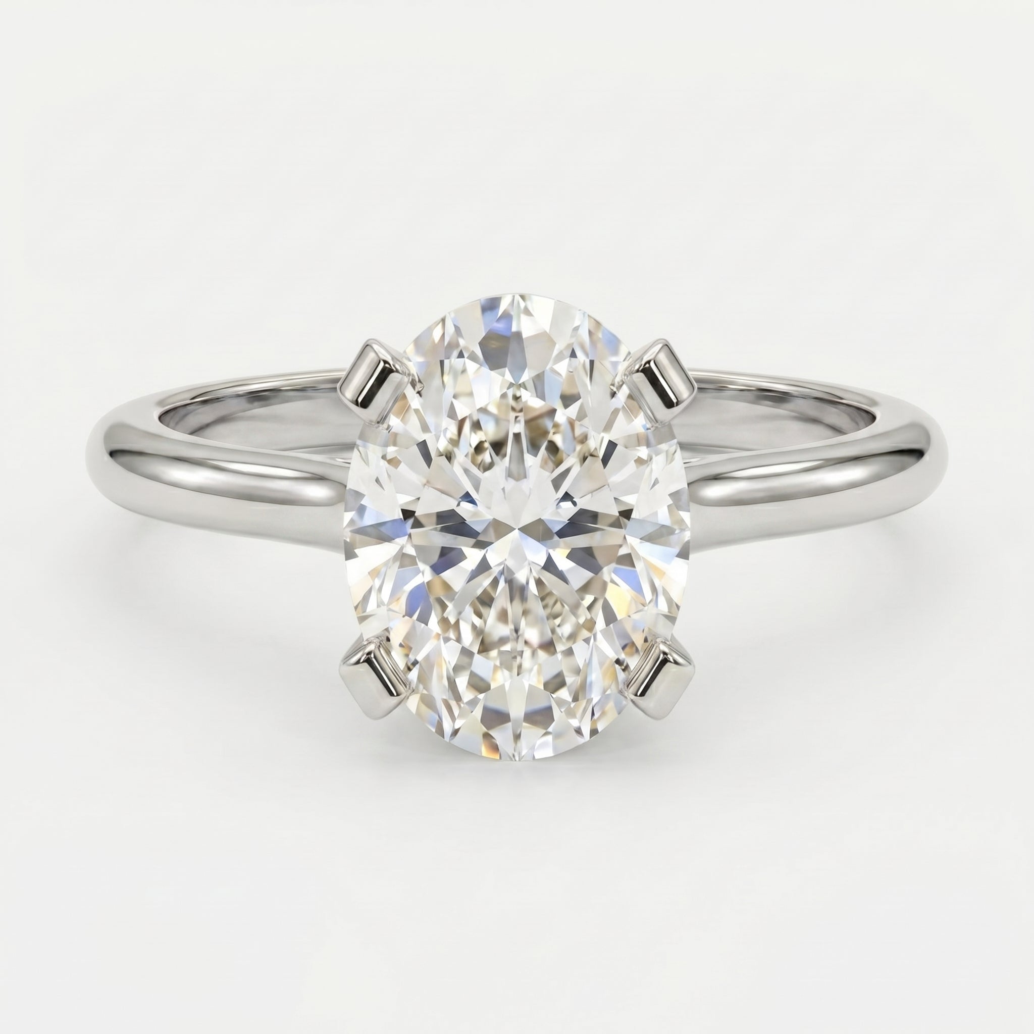 Classic Oval Shape Diamond Solitaire Engagement Ring