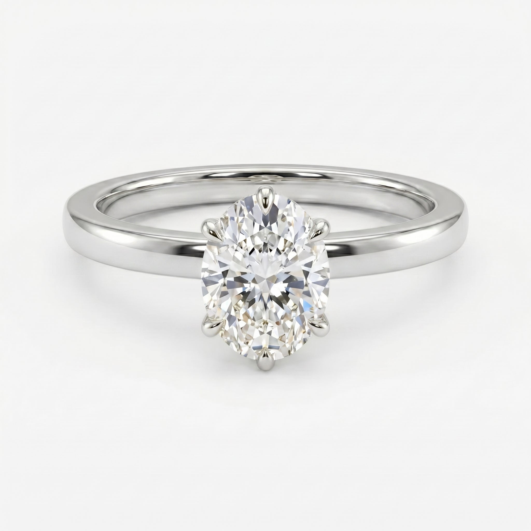 Oval Diamond Six Prong Solitaire Engagement Ring