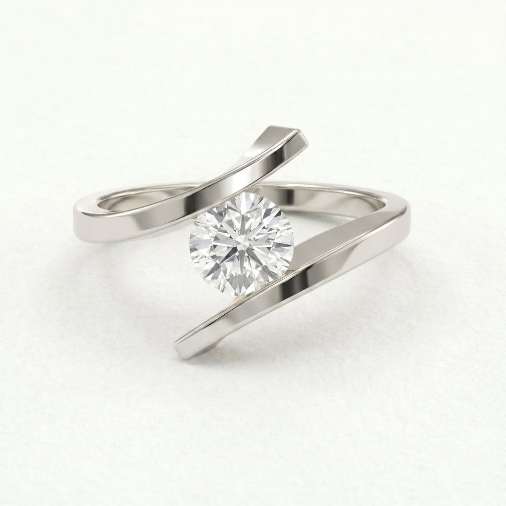 Contemporary Twisted Bypass Diamond Ring