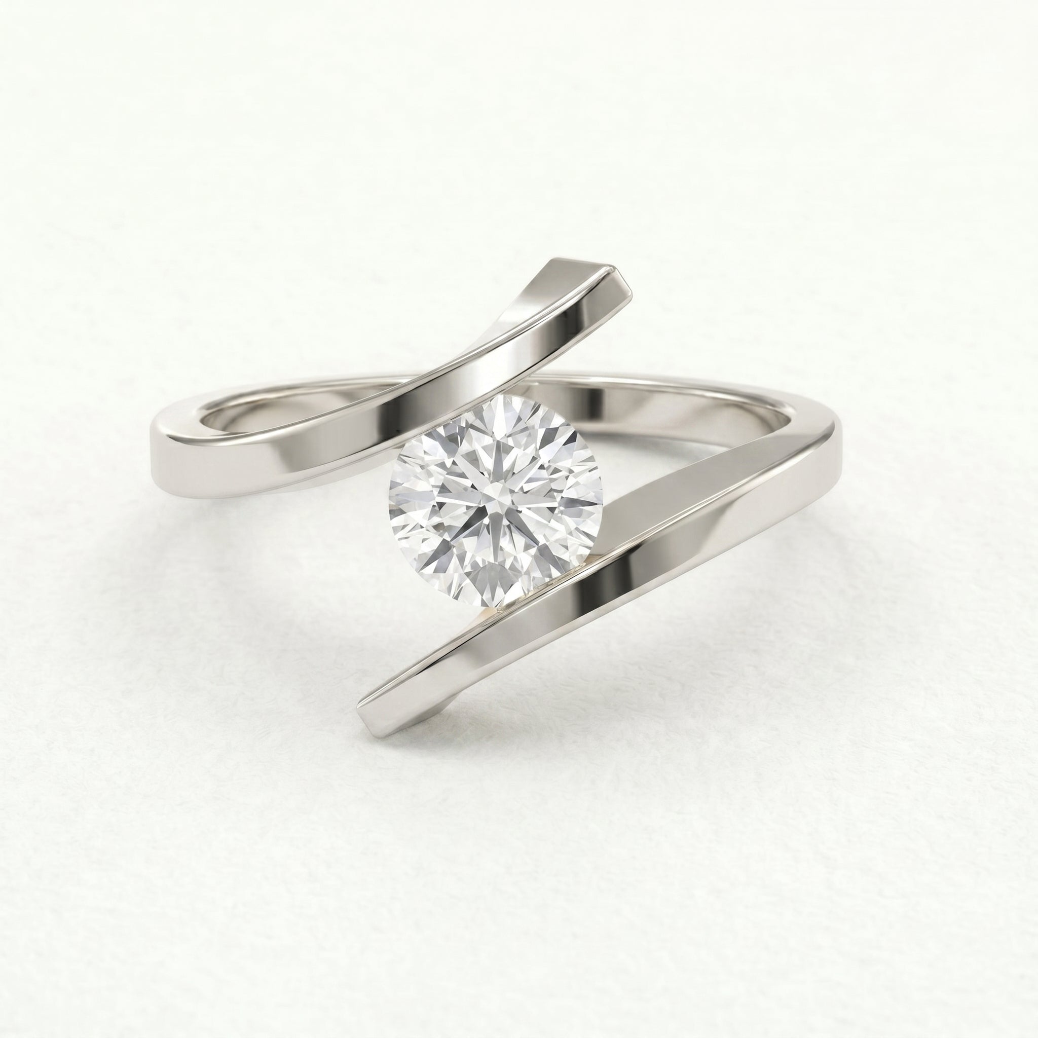 Contemporary Twisted Bypass Diamond Ring