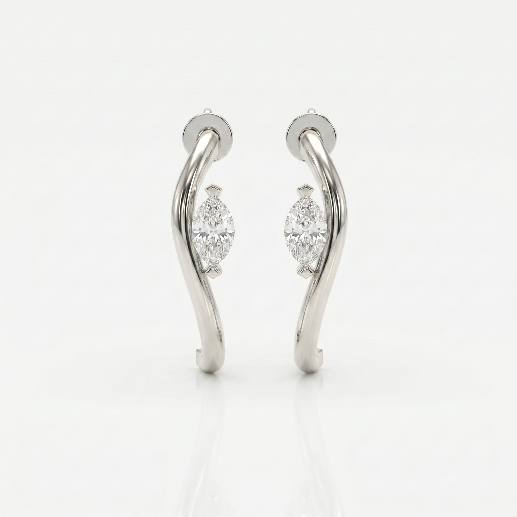 Marquise Diamond Curvy Embrace Fashion Earrings
