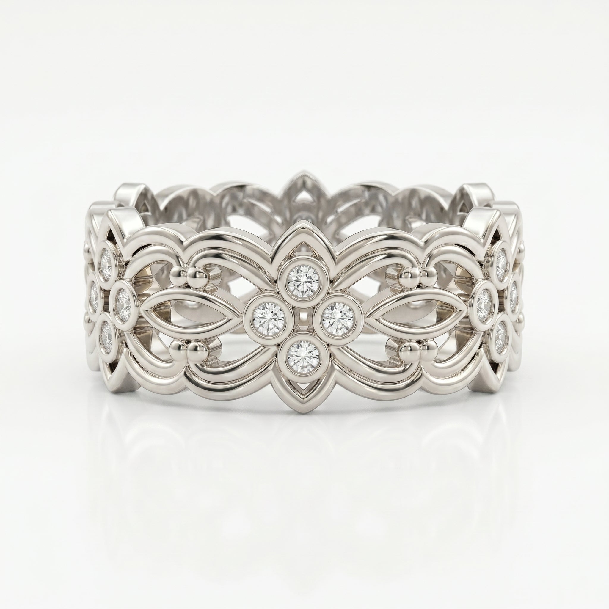 Floral Diamond Wide Vintage Band ( 0.20 - 0.30 ct. )