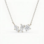 Elegant Three Stone Diamond Pendant Necklace