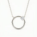 Emerald Cut Diamond Pendant Circle Design Necklace