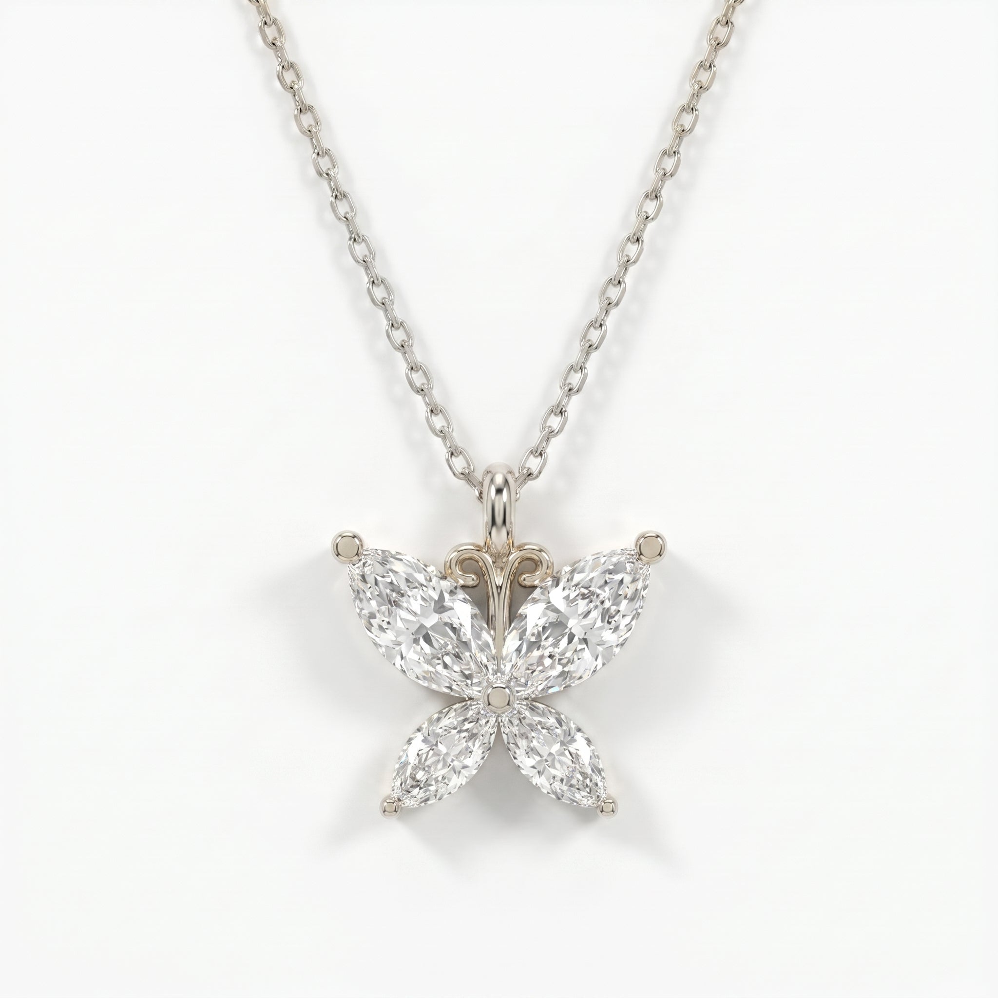 Butterfly Marquise Cut  Diamond Pendant Necklace
