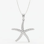 Round Diamond Starfish Embrace Pendant Necklace