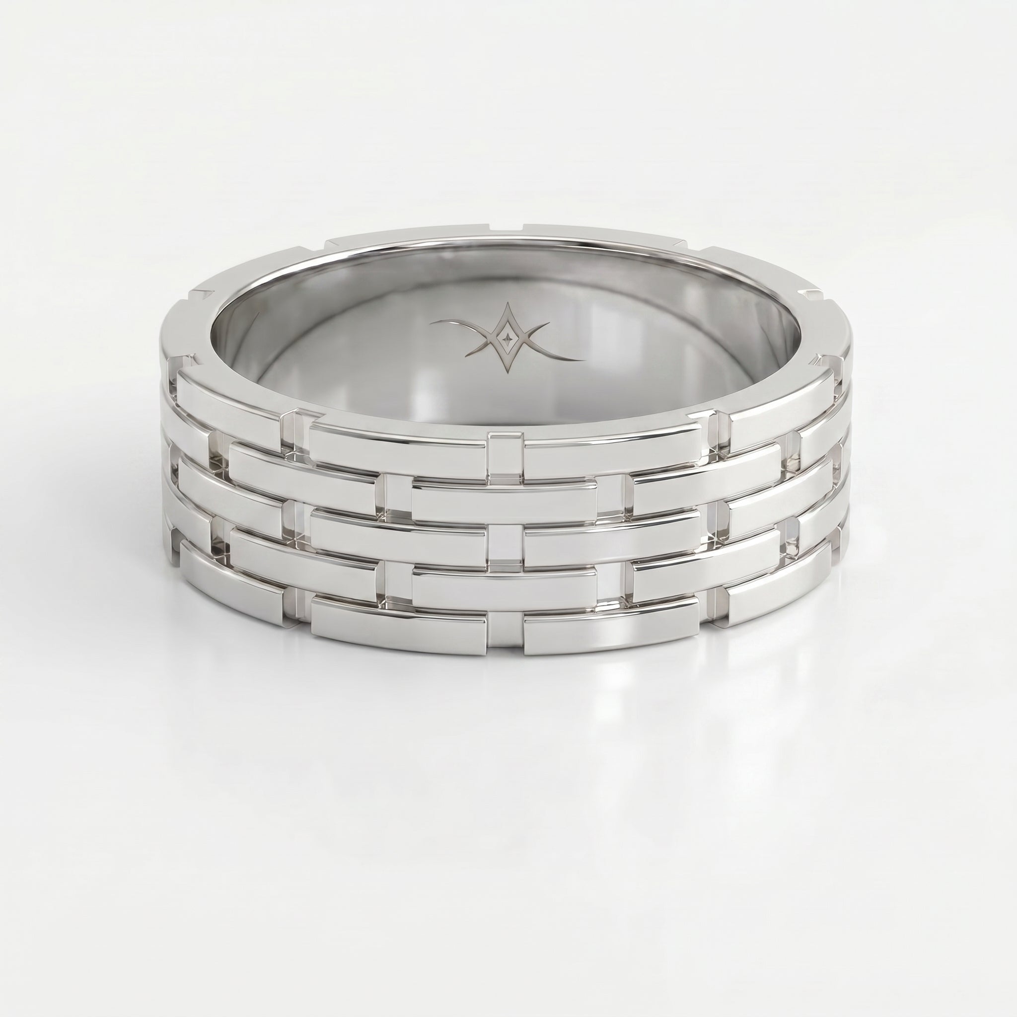 Architectural Linked Wedding Men's Ring