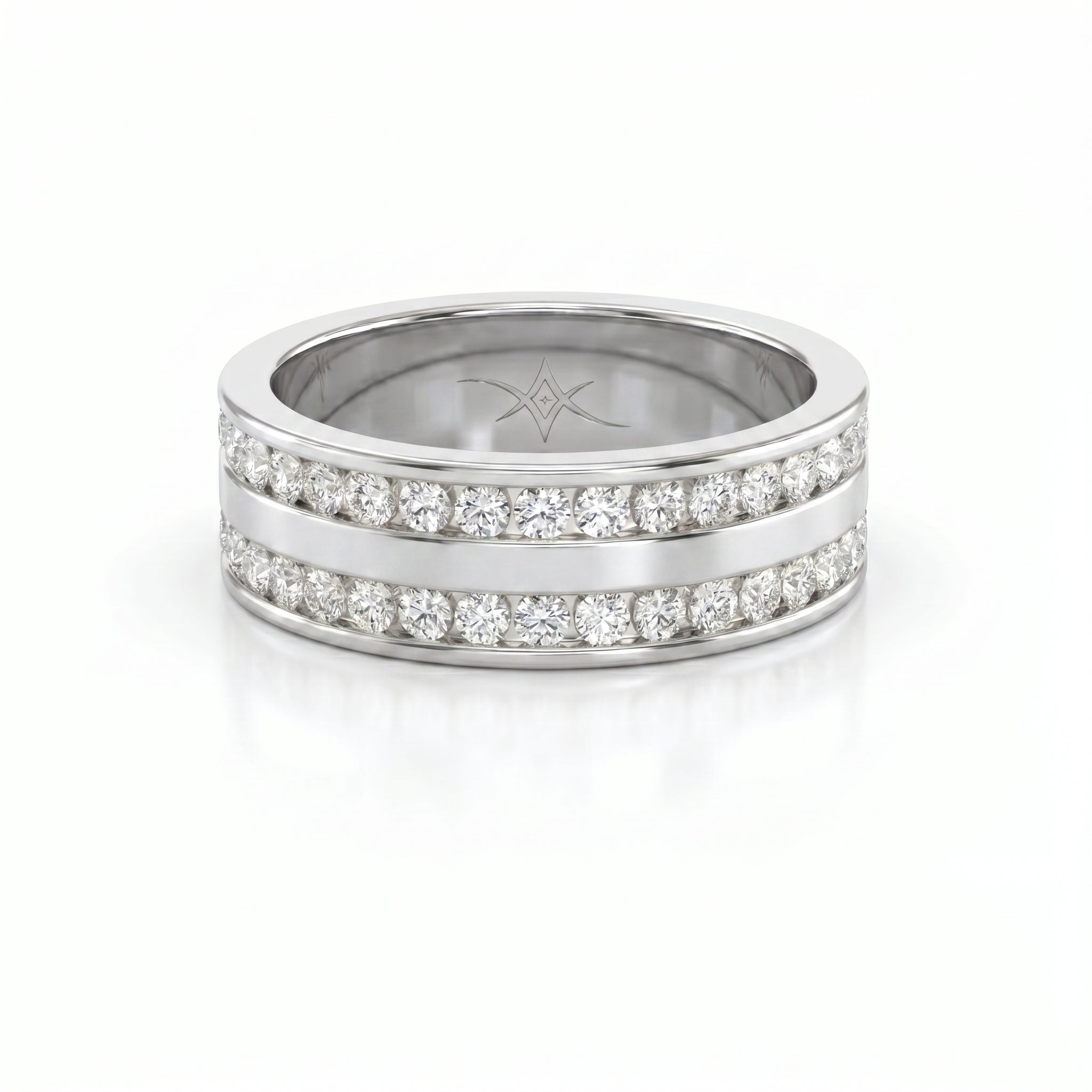 Two-Row Channel Set Half Eternity Diamond Ring