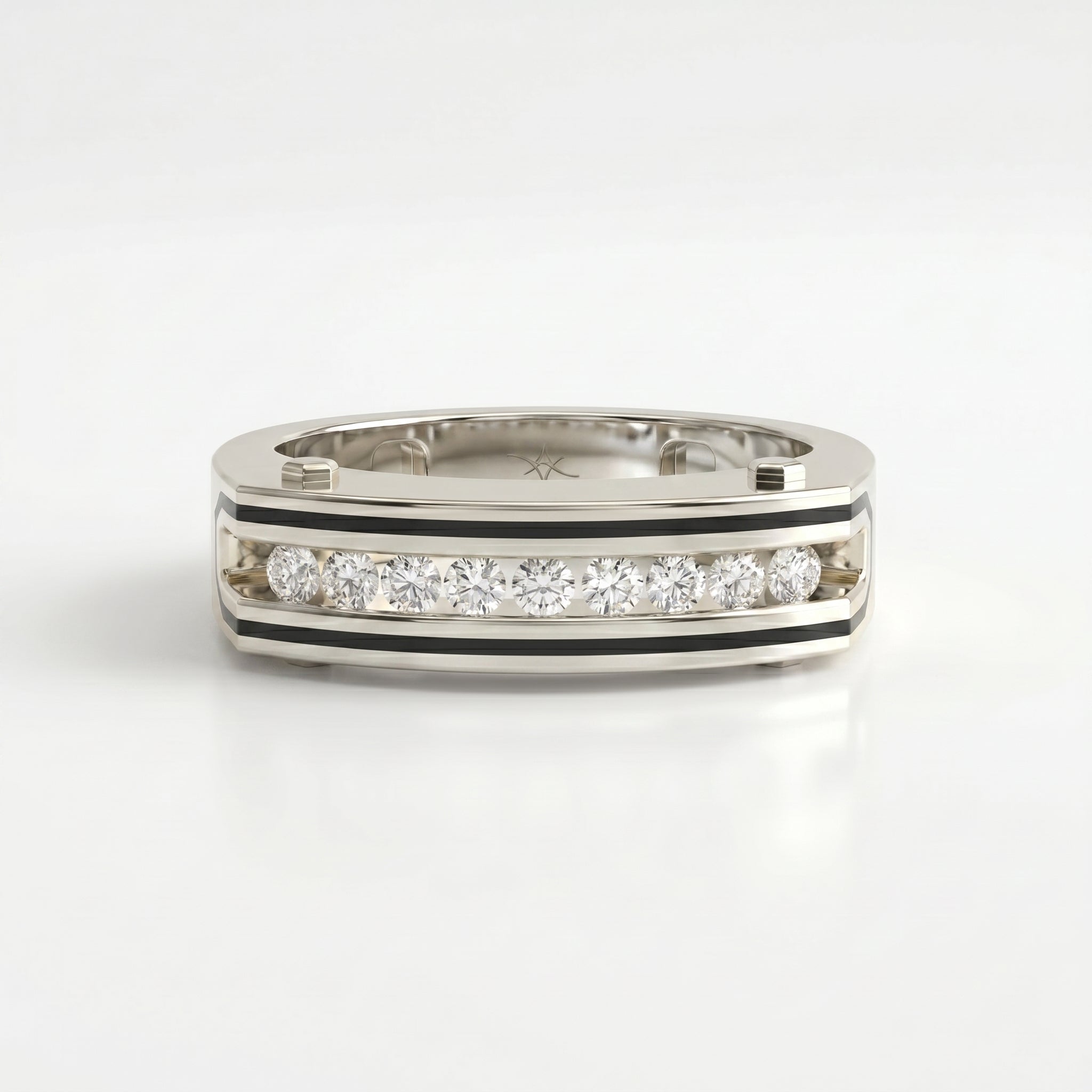 Round Diamond Onyx Channel Men's Ring ( 0.40 Ct. )