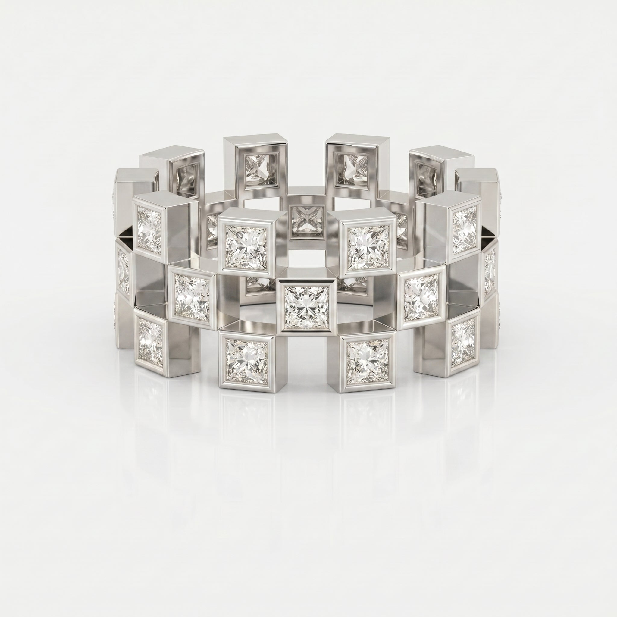 Bold Geometric Princess Cut Diamond Band ( 2.00 - 3.00 ct. )