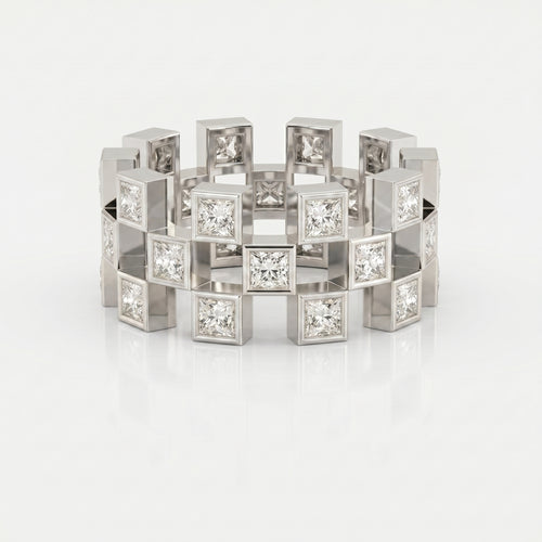 Bold Geometric Princess Cut Diamond Band ( 2.00 - 3.00 ct. )