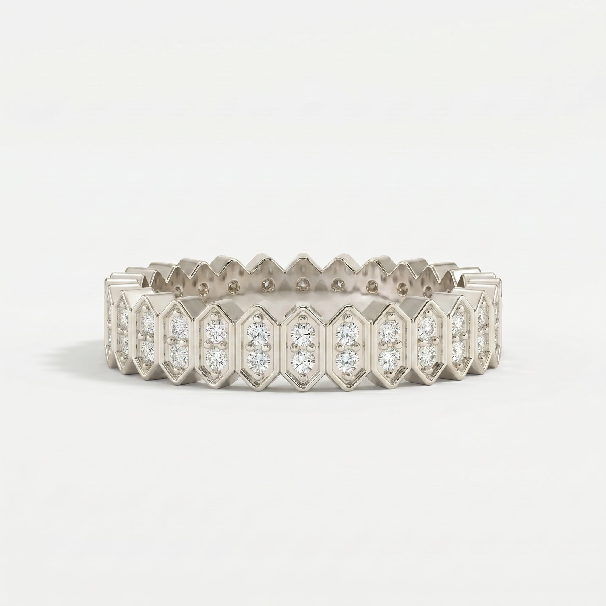 Marquise Motif Round Diamond Wedding Band